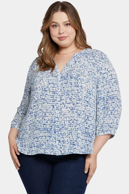 Pintuck Blouse In Plus Size - Waterfall Ice sold by NYDJ