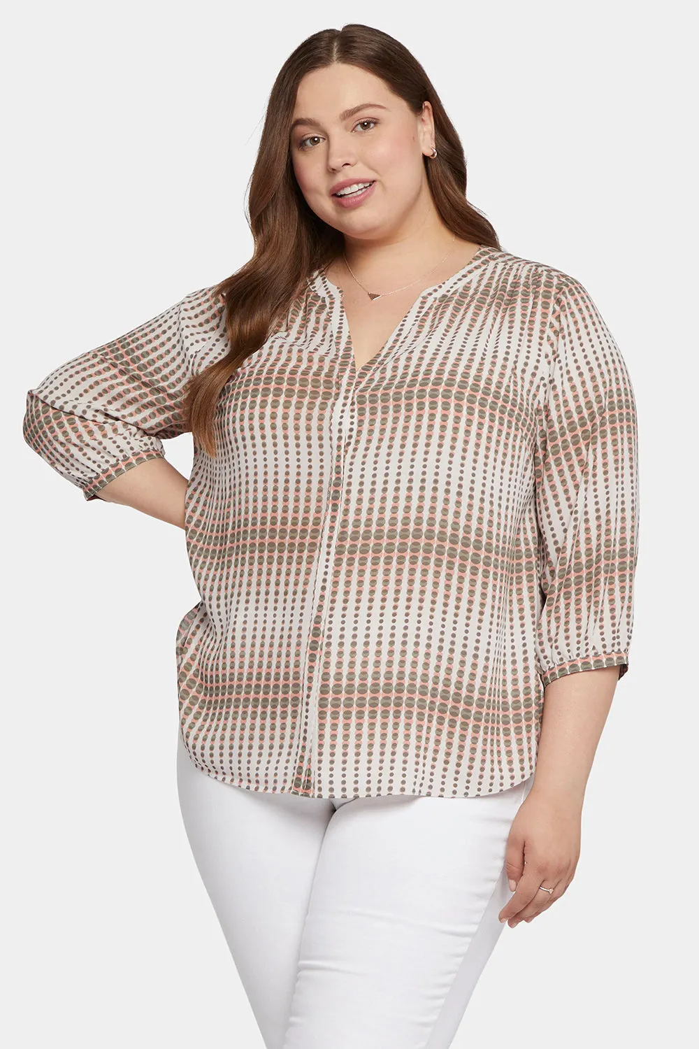 Pintuck Blouse In Plus Size - Desert Oracle sold by NYDJ