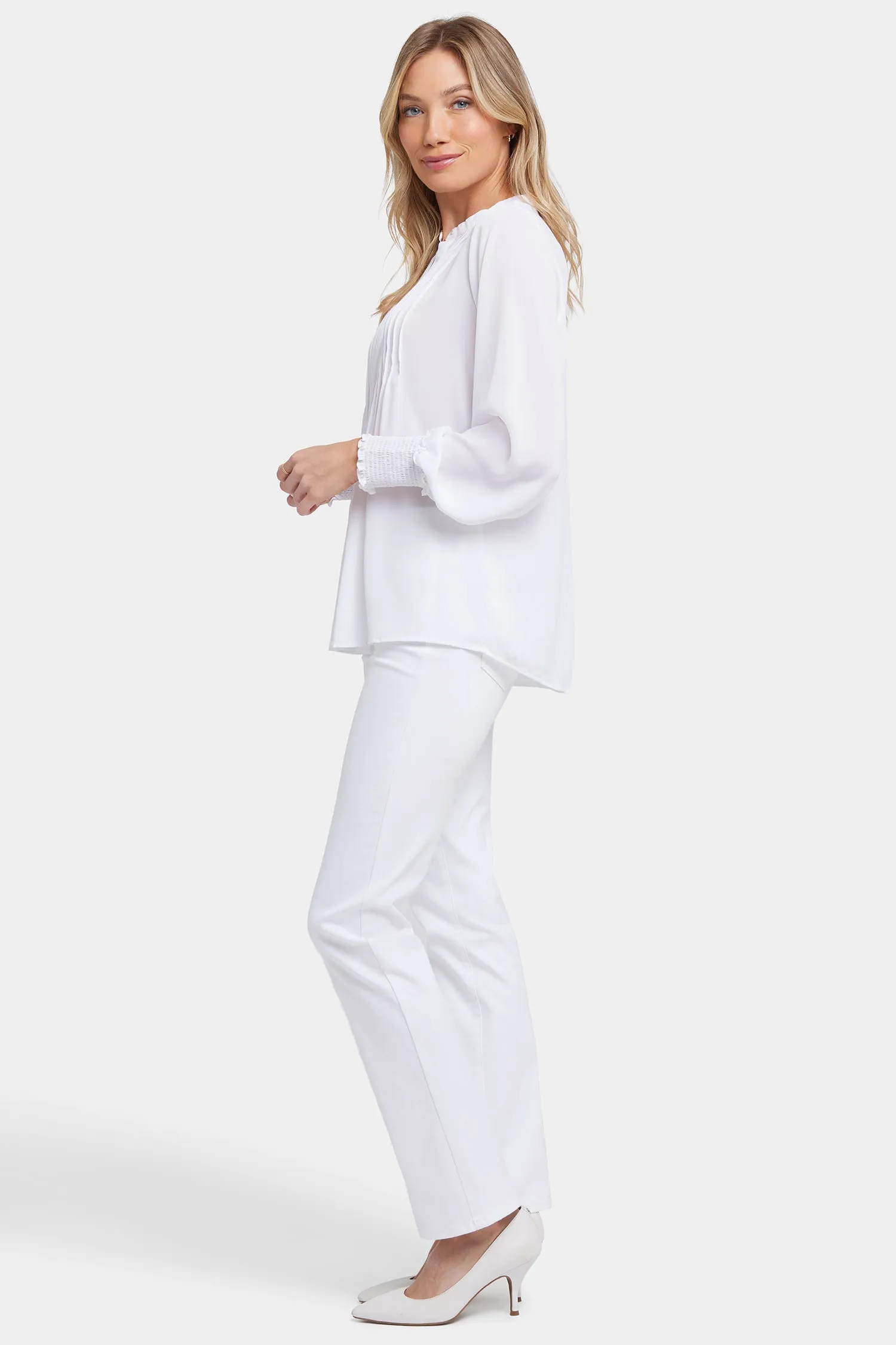 Pleated Peasant Blouse - Optic White sold by NYDJ product image thumbnail 3