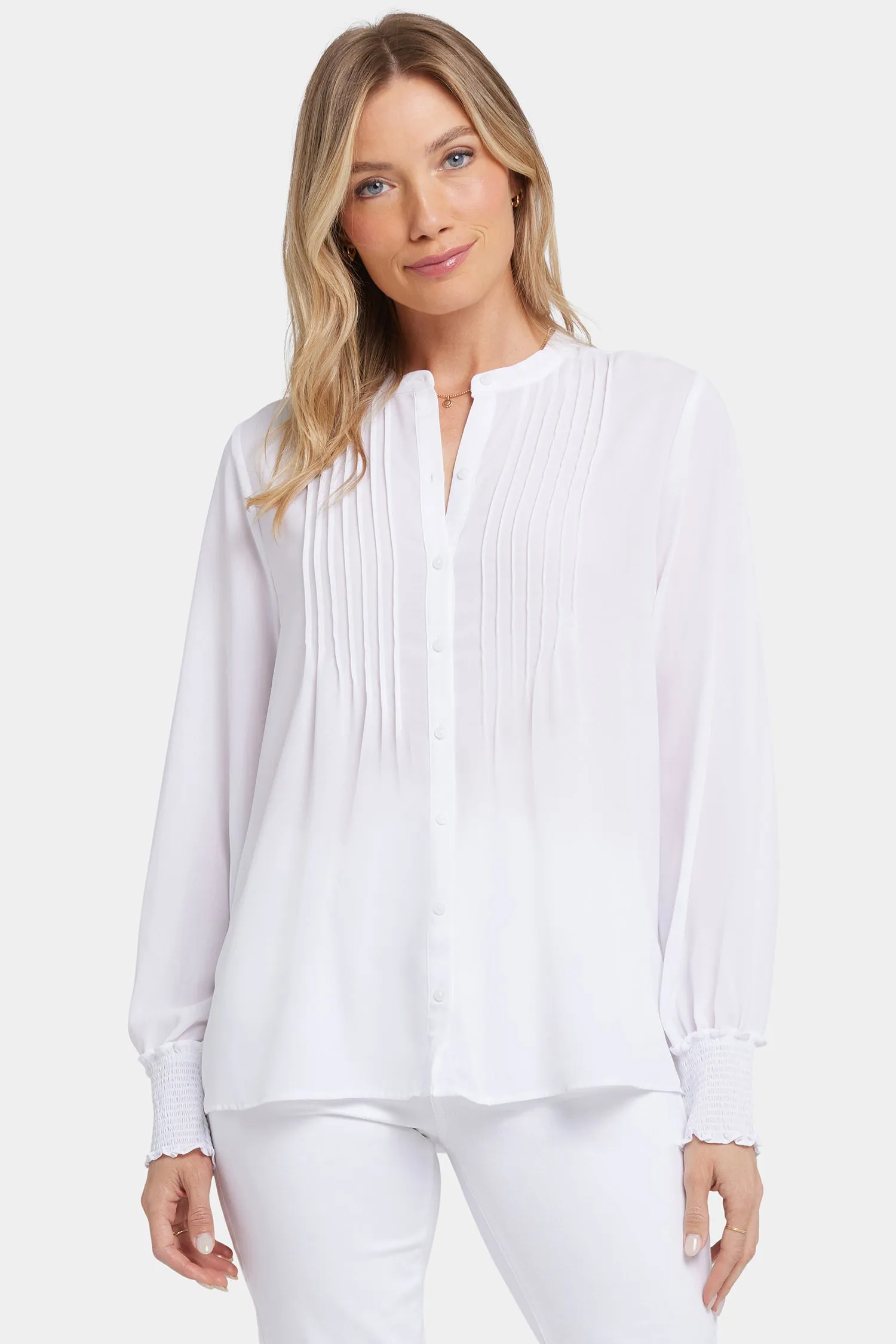 Pleated Peasant Blouse - Optic White sold by NYDJ product image thumbnail 4