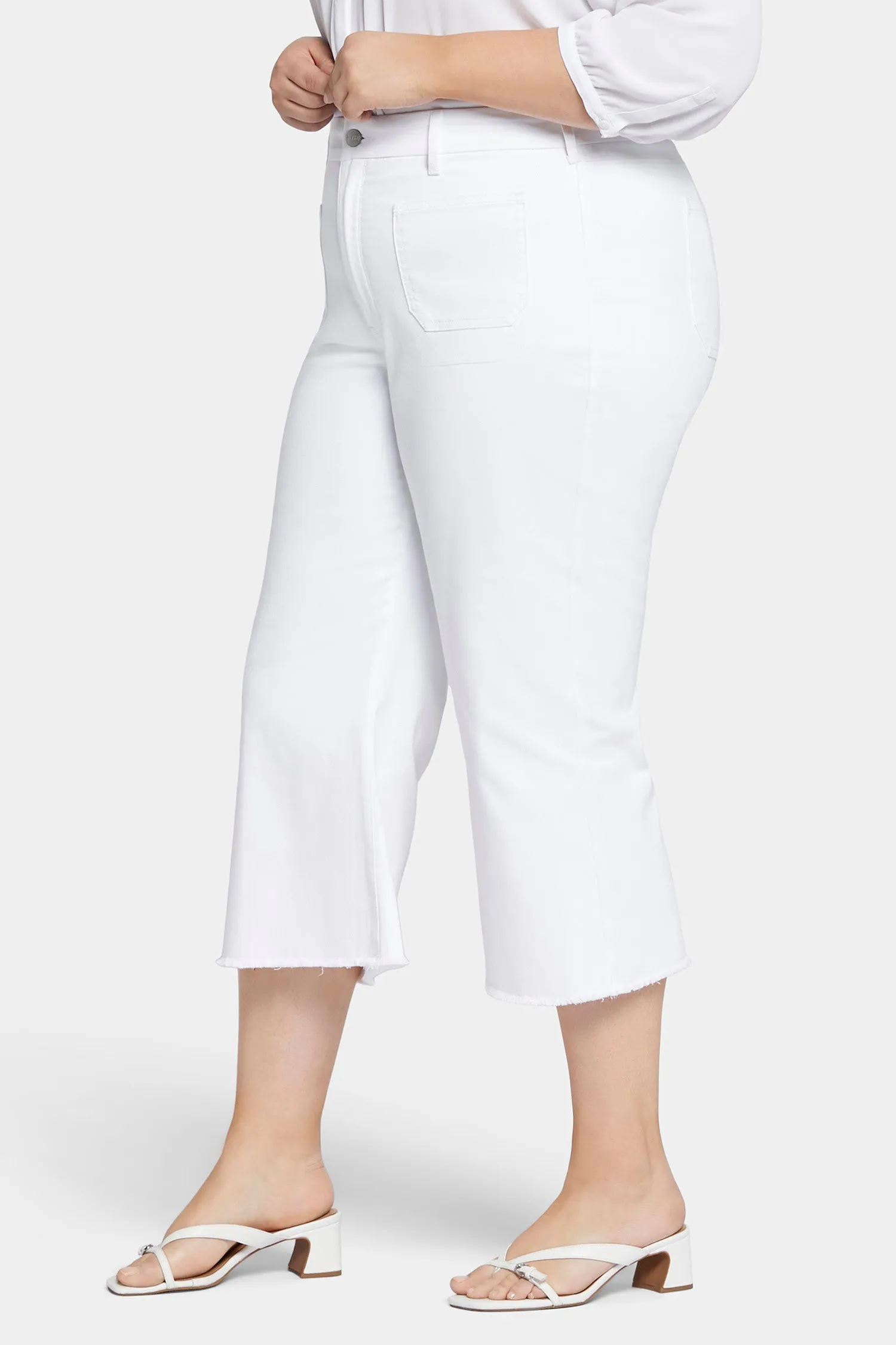 Patchie Wide Leg Capri Jeans In Petite Plus Size - Optic White sold by NYDJ product image thumbnail 3