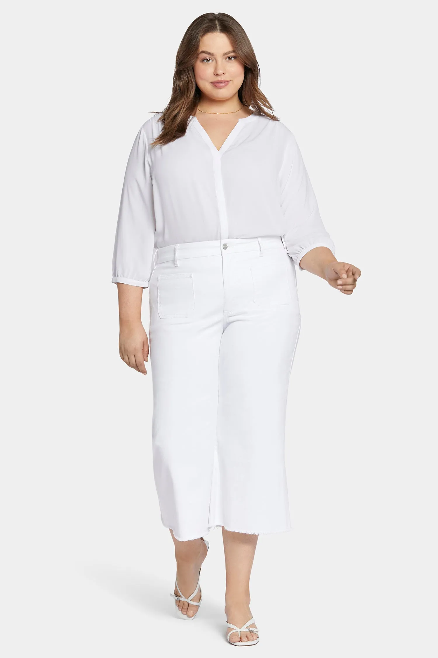 Patchie Wide Leg Capri Jeans In Petite Plus Size - Optic White sold by NYDJ product image thumbnail 4