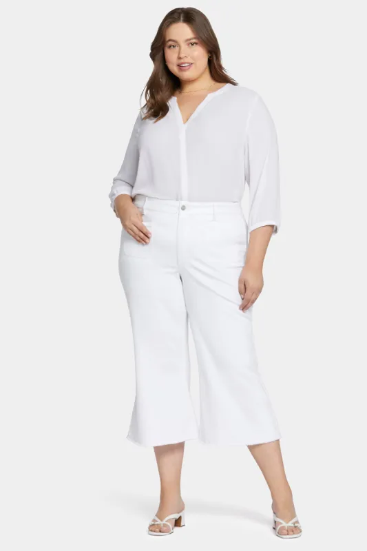 Patchie Wide Leg Capri Jeans In Petite Plus Size - Optic White sold by NYDJ