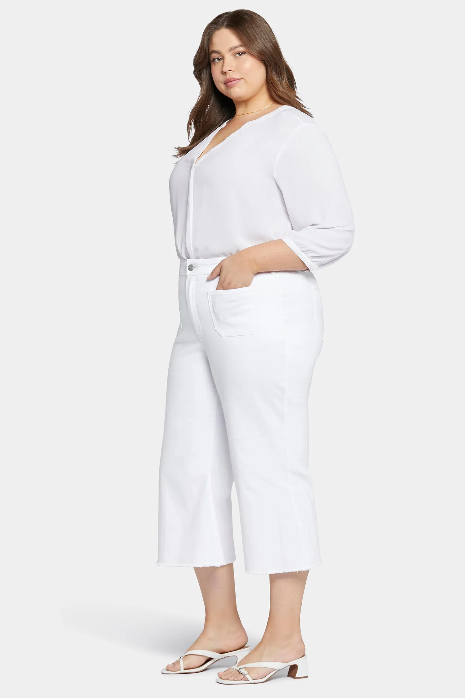 Patchie Wide Leg Capri Jeans In Petite Plus Size - Optic White sold by NYDJ product image thumbnail 5