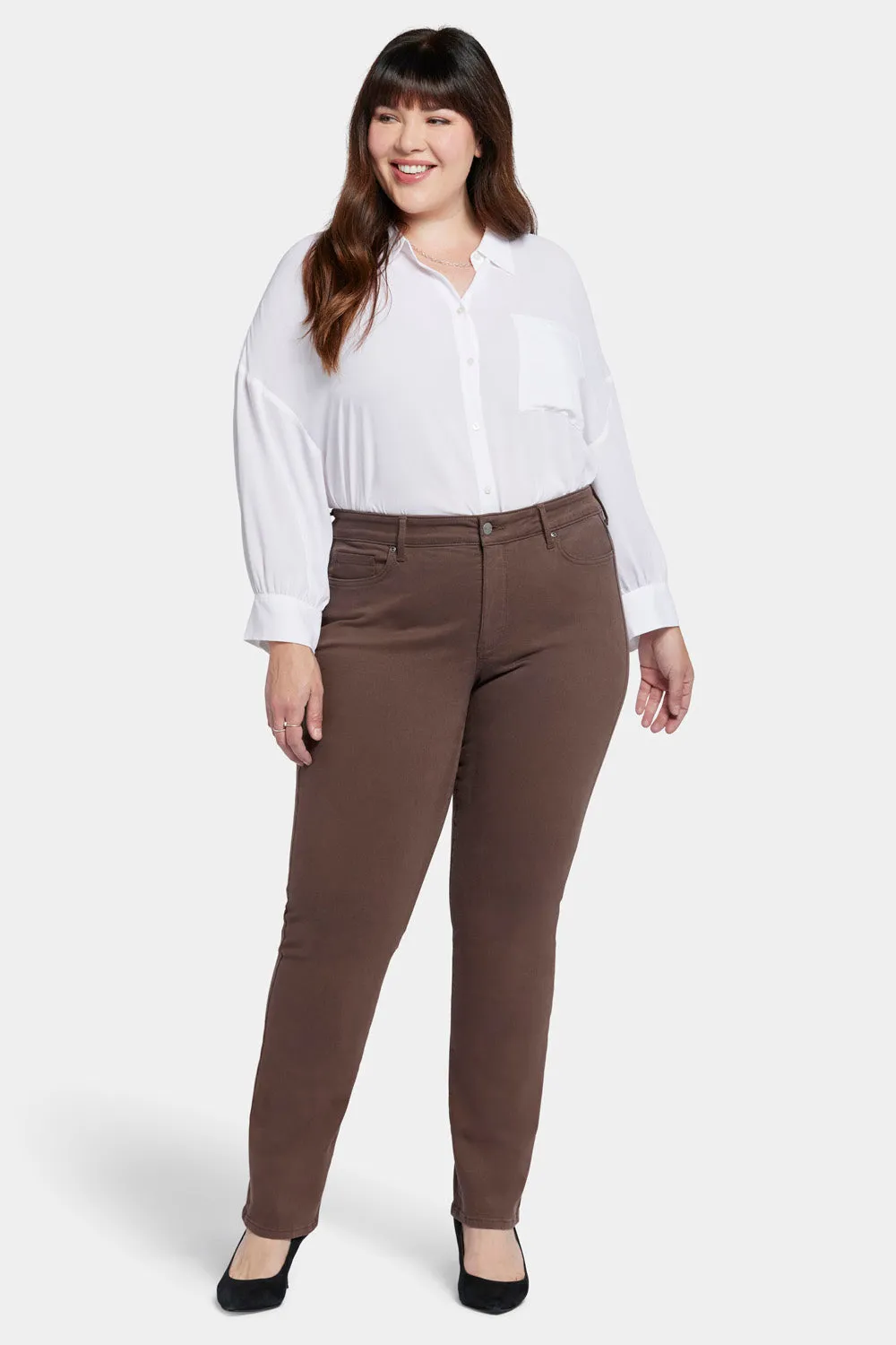 Marilyn Straight Jeans In Plus Size - Coffee Bean sold by NYDJ