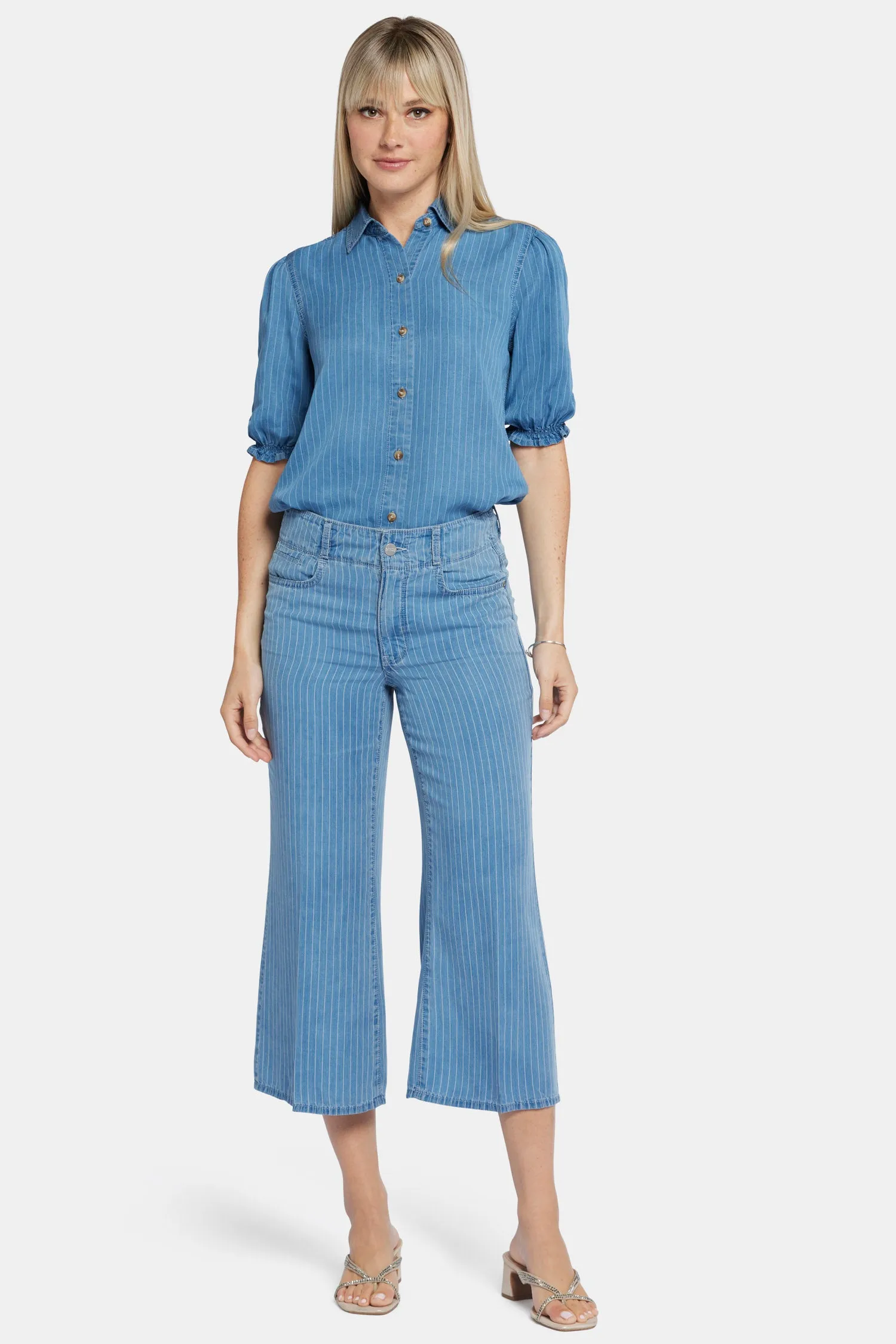 Brigitte Wide Leg Capri Jeans In Petite - Light Marine sold by NYDJ