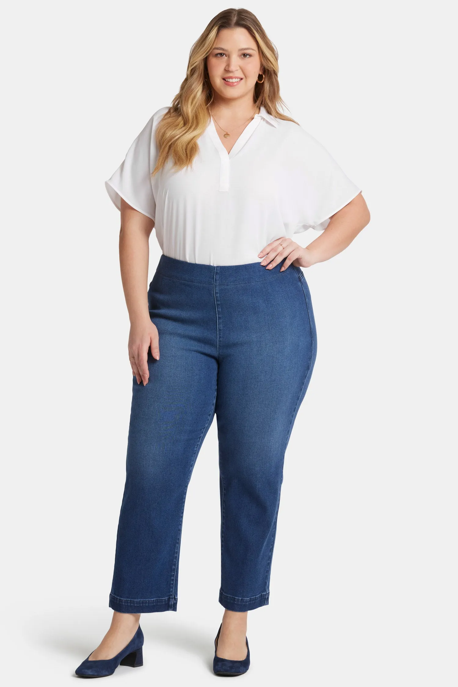 Bailey Relaxed Straight Ankle Pull-On Jeans In Plus Size - Mission Blue sold by NYDJ product image thumbnail 4