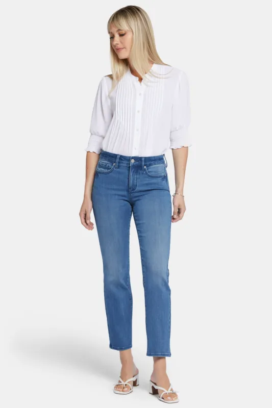 Marilyn Straight Ankle Jeans In Petite - Blue Island sold by NYDJ
