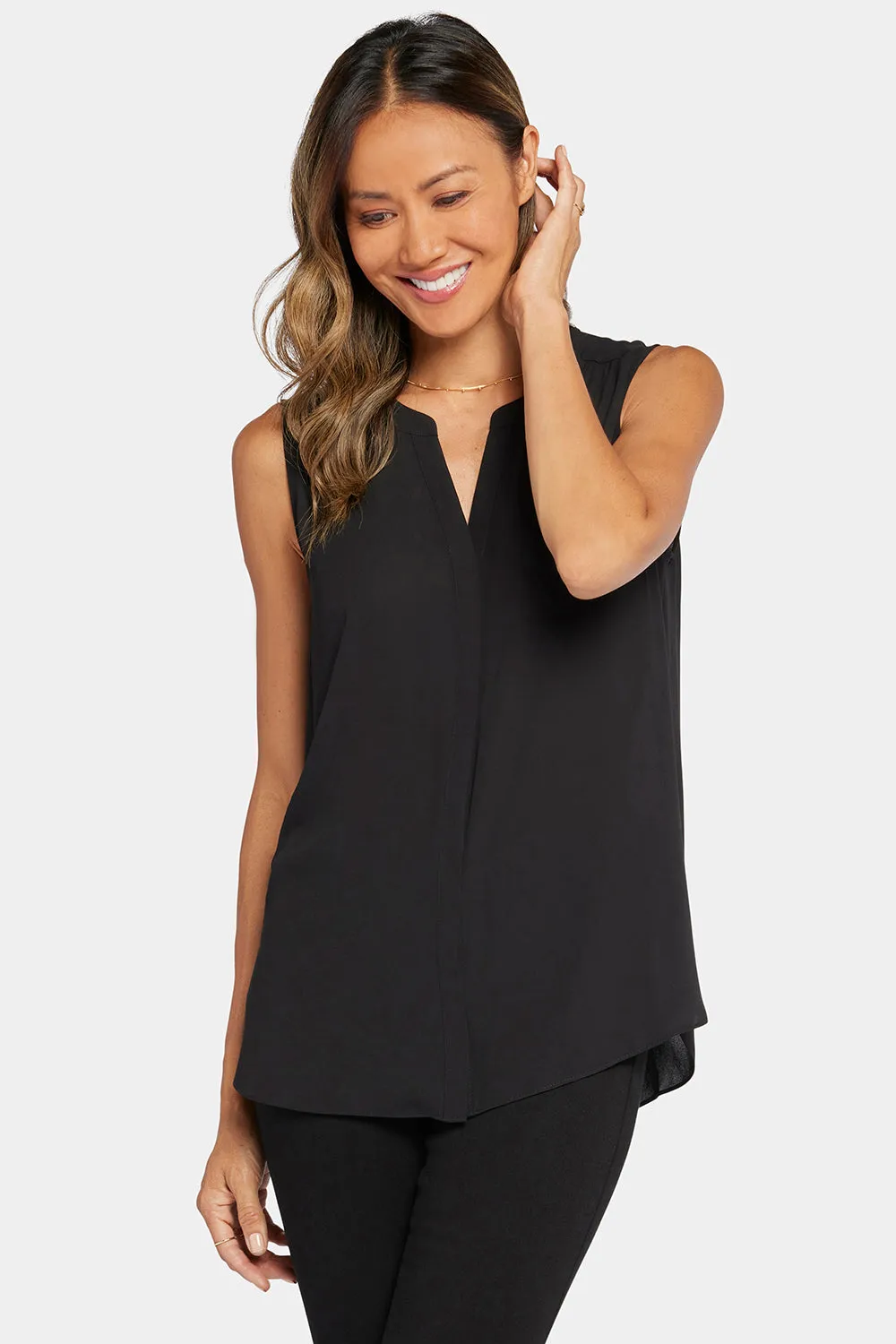 Sleeveless Pintuck Blouse - Black sold by NYDJ product image thumbnail 4