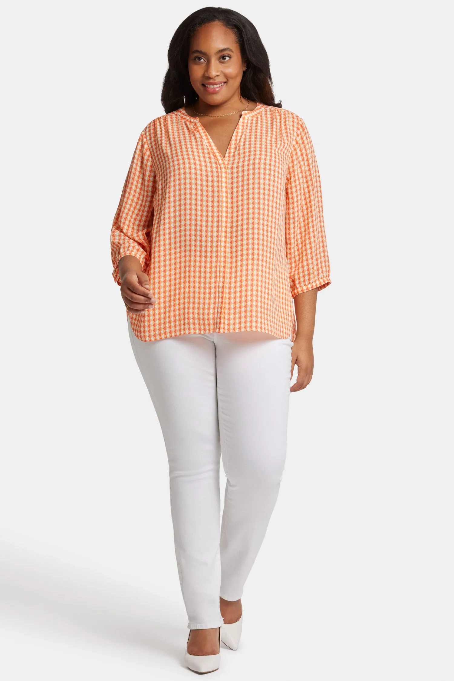 Pintuck Blouse In Plus Size - Apricot Geo sold by NYDJ product image thumbnail 5