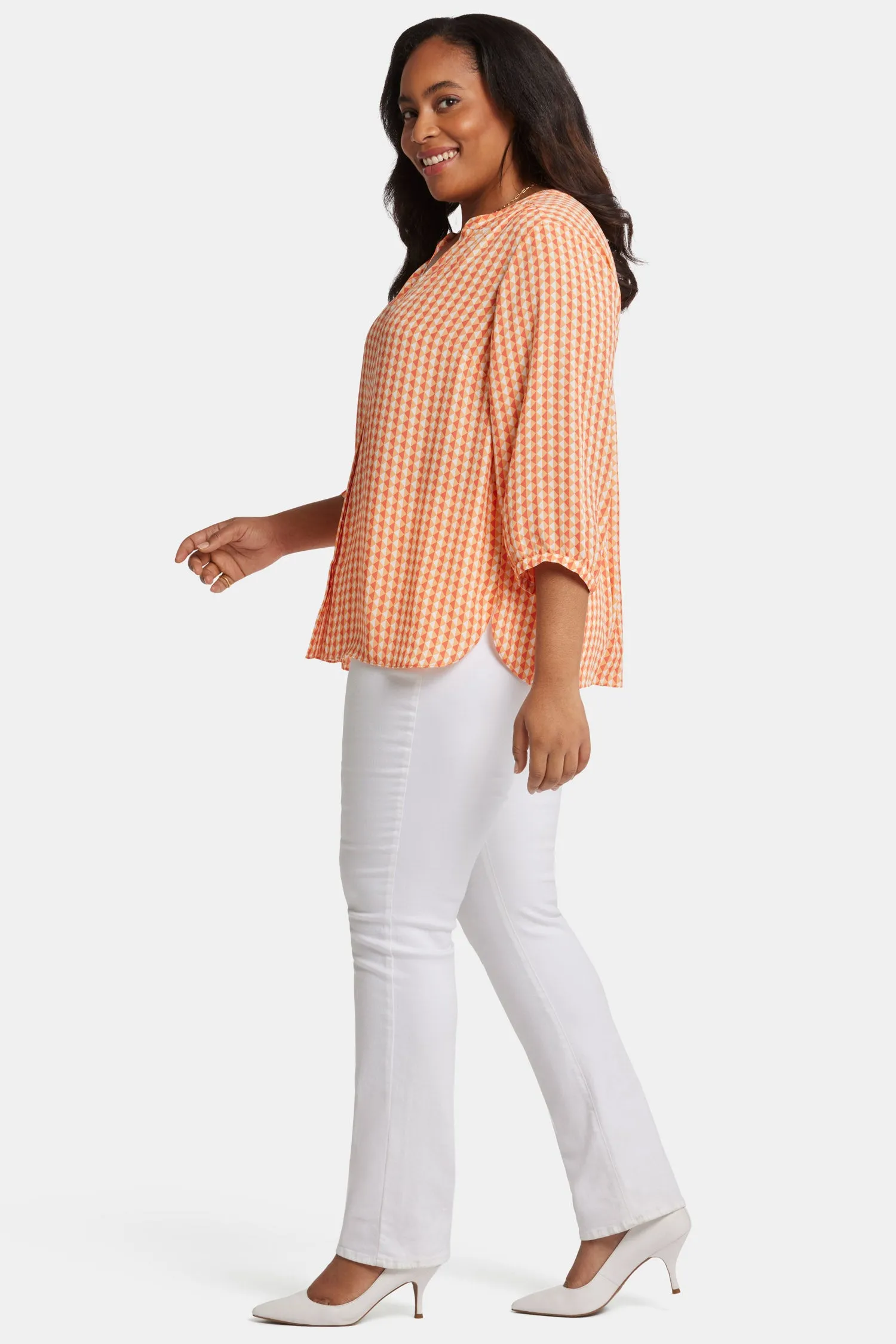 Pintuck Blouse In Plus Size - Apricot Geo sold by NYDJ product image thumbnail 3