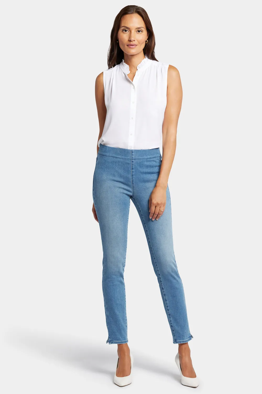 Skinny Ankle Pull-On Jeans - Clean Brickell sold by NYDJ
