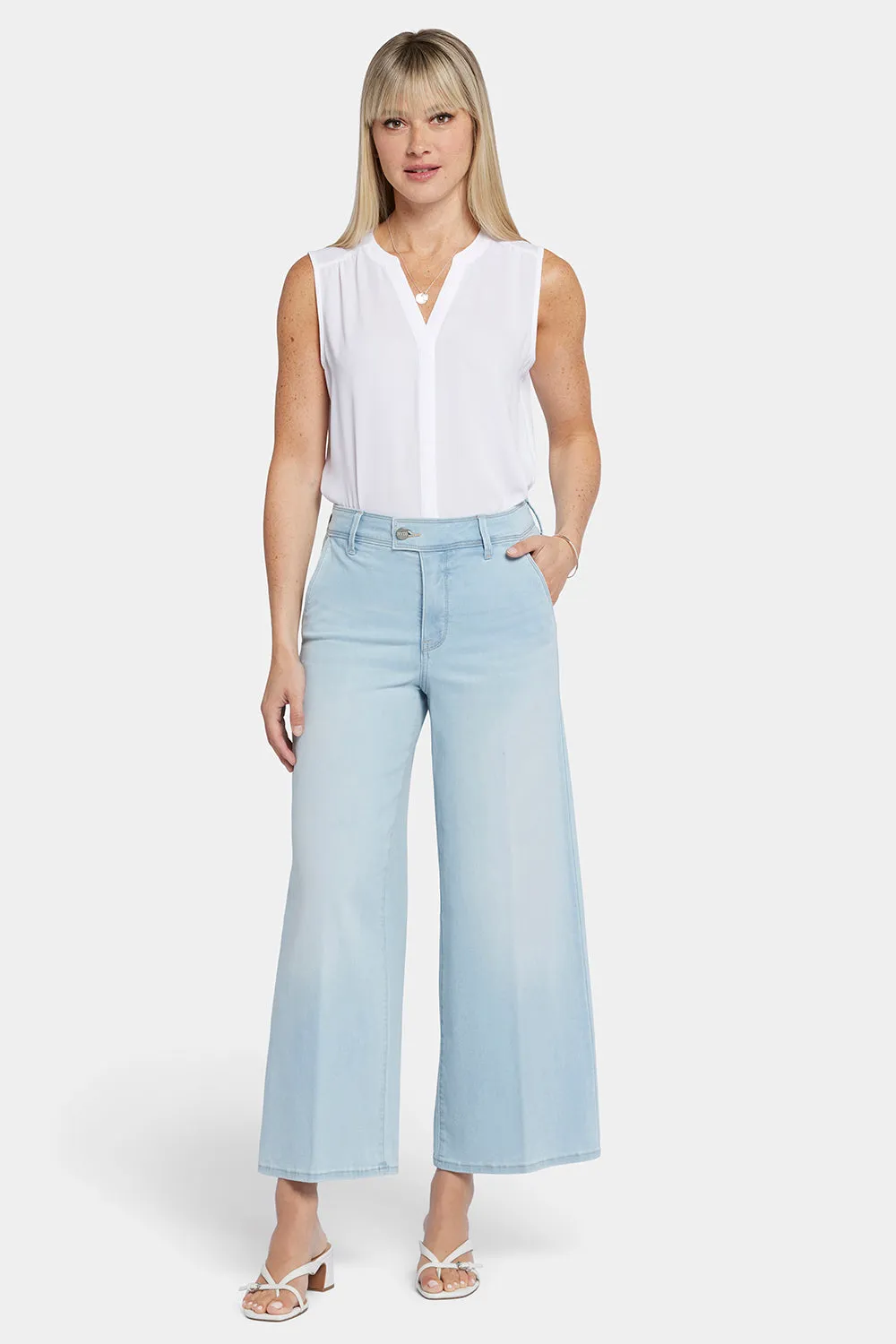 Mona Wide Leg Trouser Ankle Jeans - Oceanfront sold by NYDJ