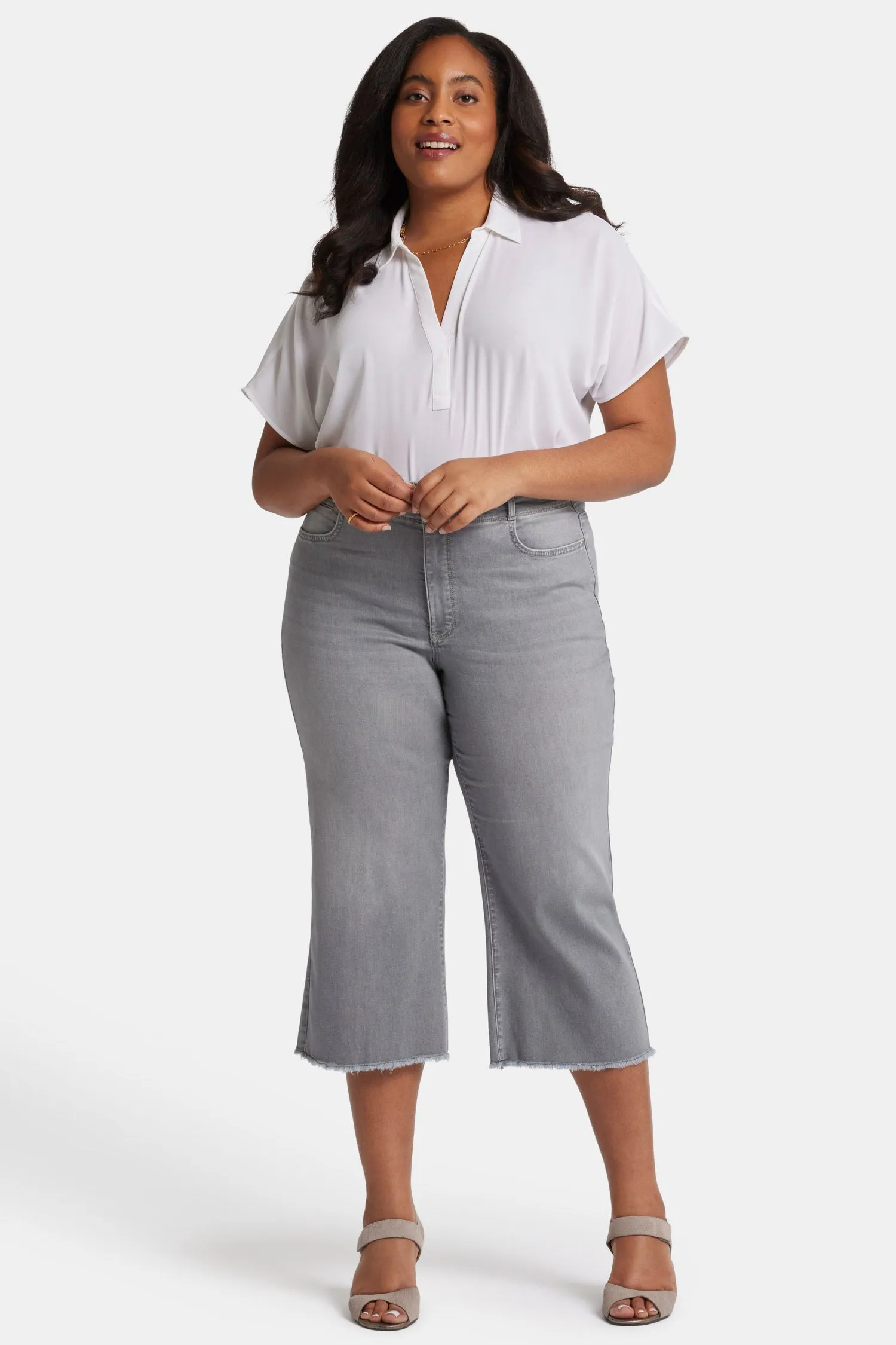 Brigitte Wide Leg Capri Jeans In Plus Size - Rock Sand sold by NYDJ product image thumbnail 4