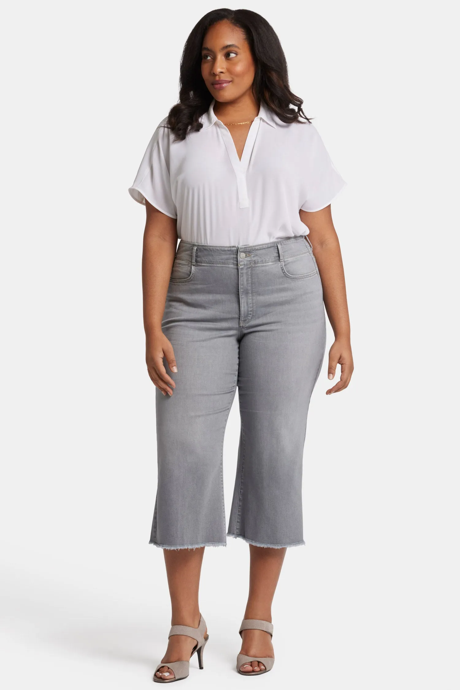 Brigitte Wide Leg Capri Jeans In Plus Size - Rock Sand sold by NYDJ