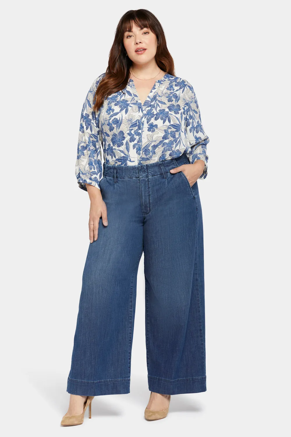 Mona Wide Leg Trouser Jeans In Plus Size - Reminiscent sold by NYDJ