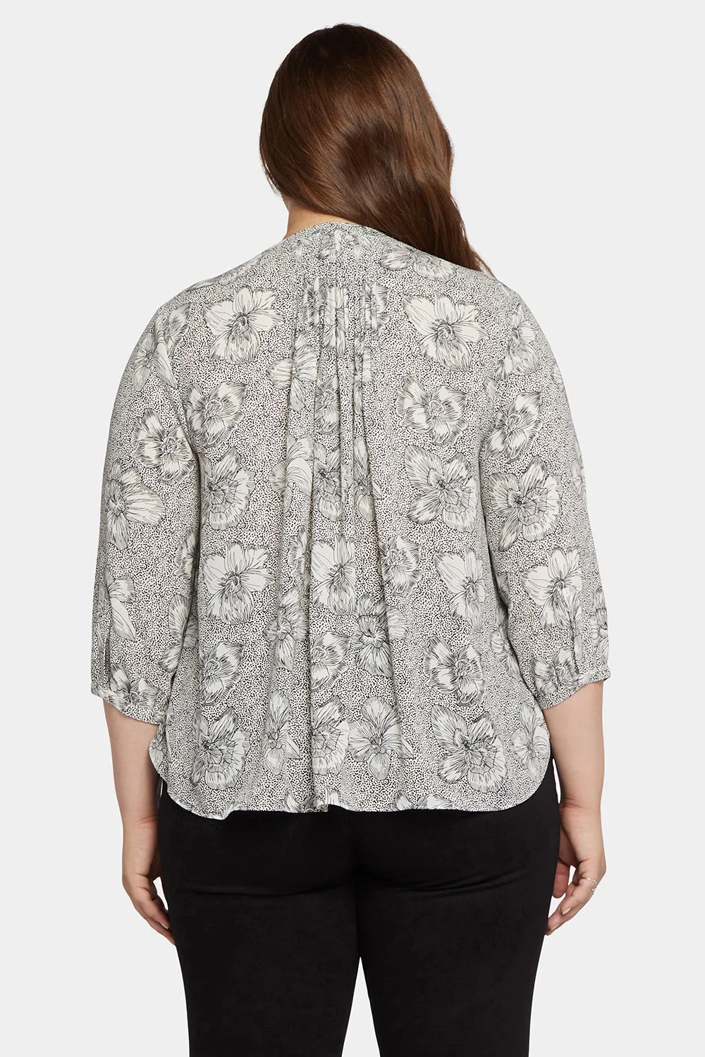 Pintuck Blouse In Plus Size - Inked Orchids Black sold by NYDJ product image thumbnail 2