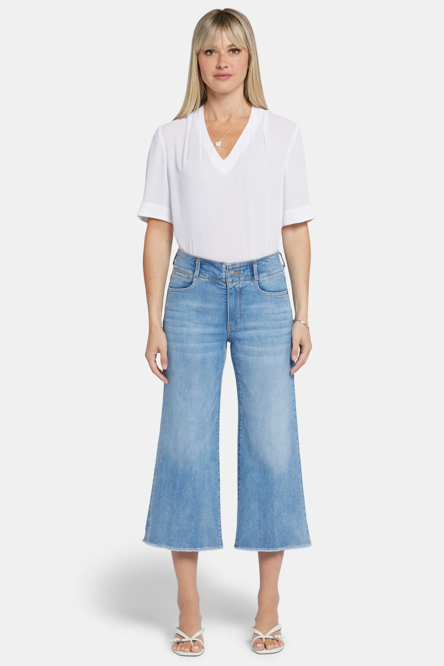 Brigitte Wide Leg Capri Jeans In Petite - Corfu sold by NYDJ