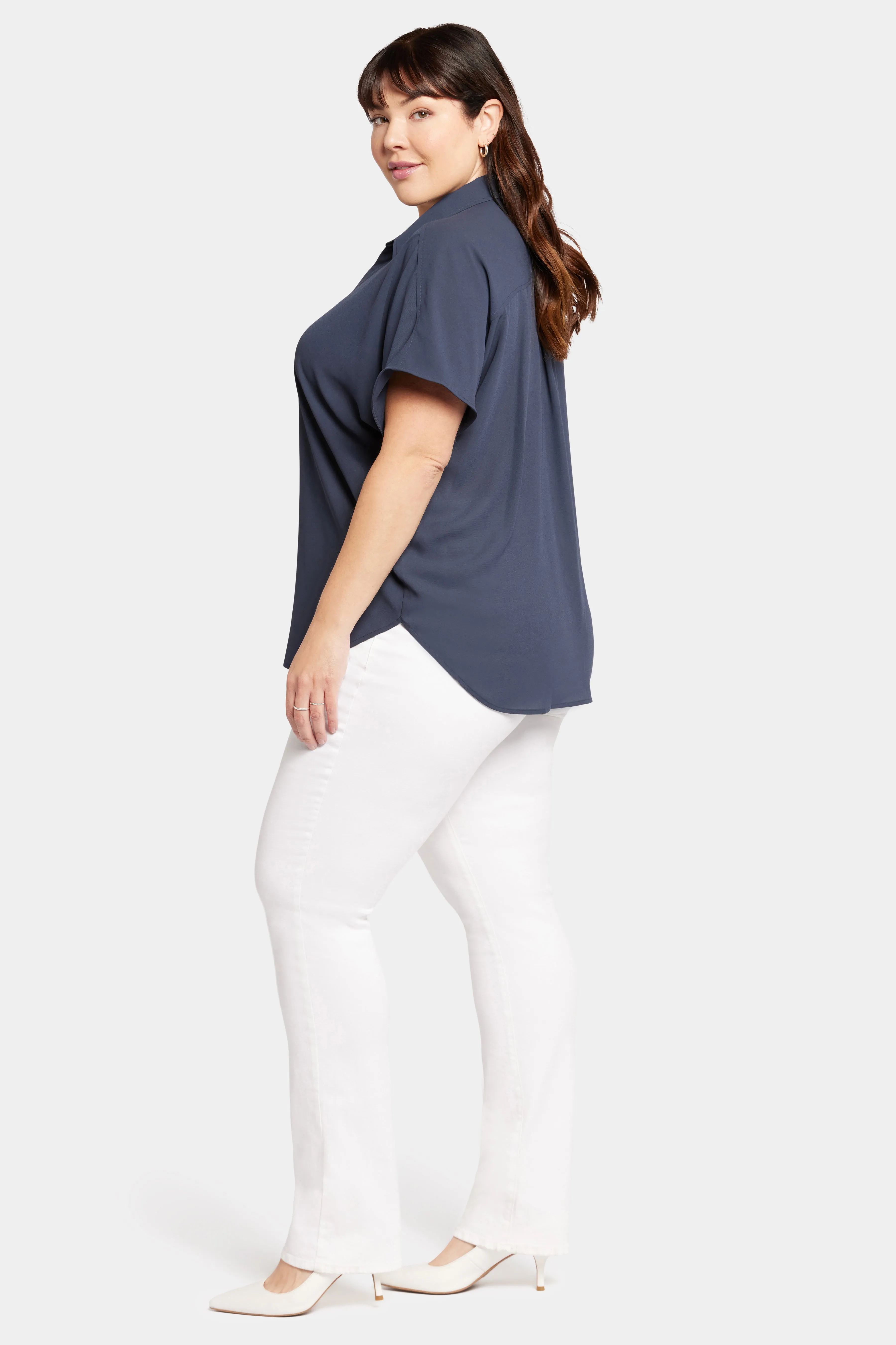 Becky Short Sleeved Blouse In Plus Size - Oxford Navy sold by NYDJ product image thumbnail 3