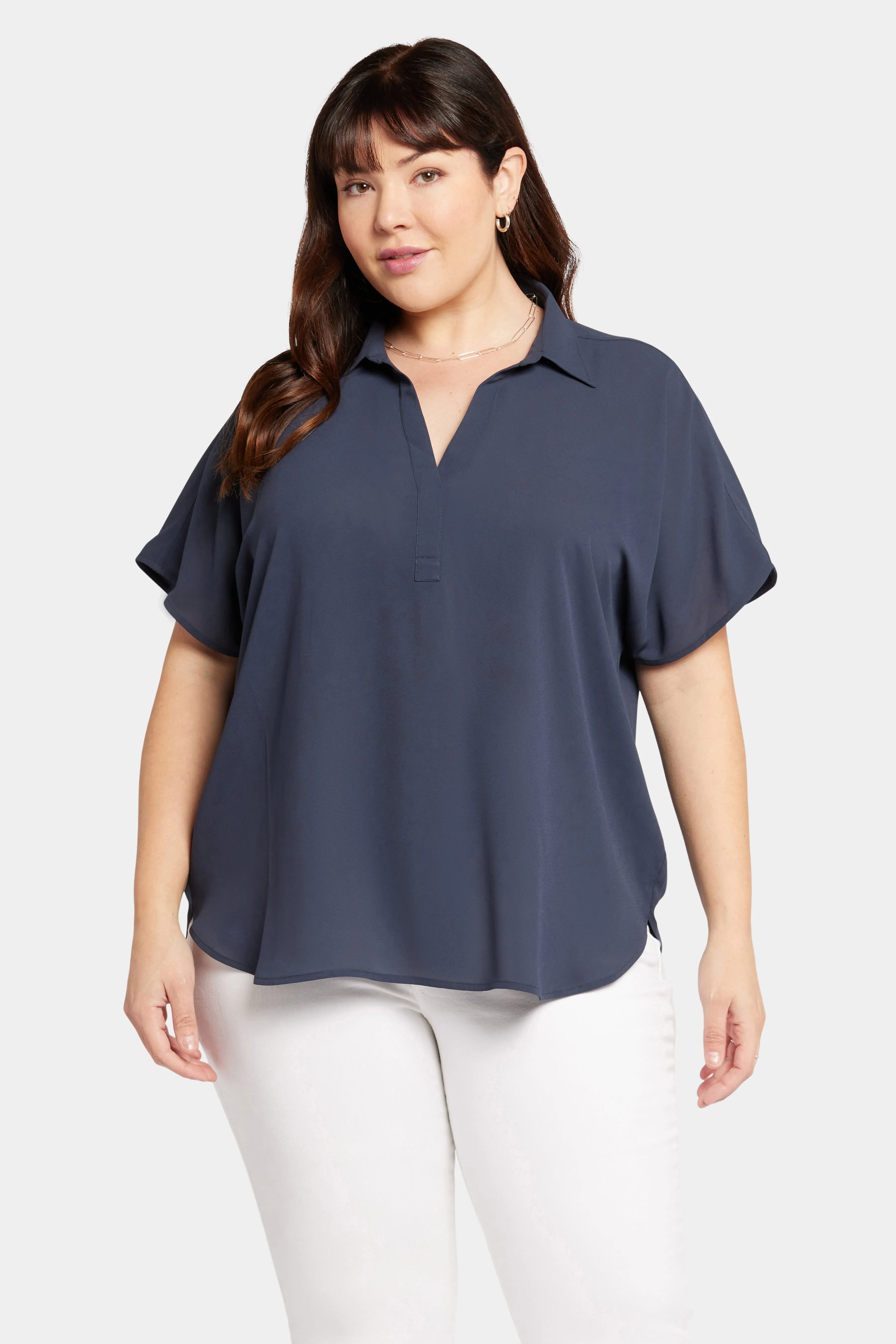 Becky Short Sleeved Blouse In Plus Size - Oxford Navy sold by NYDJ product image thumbnail 4