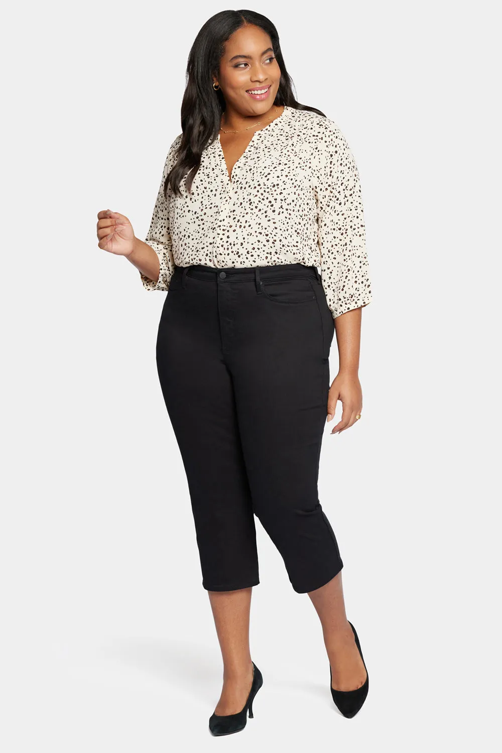 Joni Relaxed Capri Jeans In Plus Size - Black sold by NYDJ