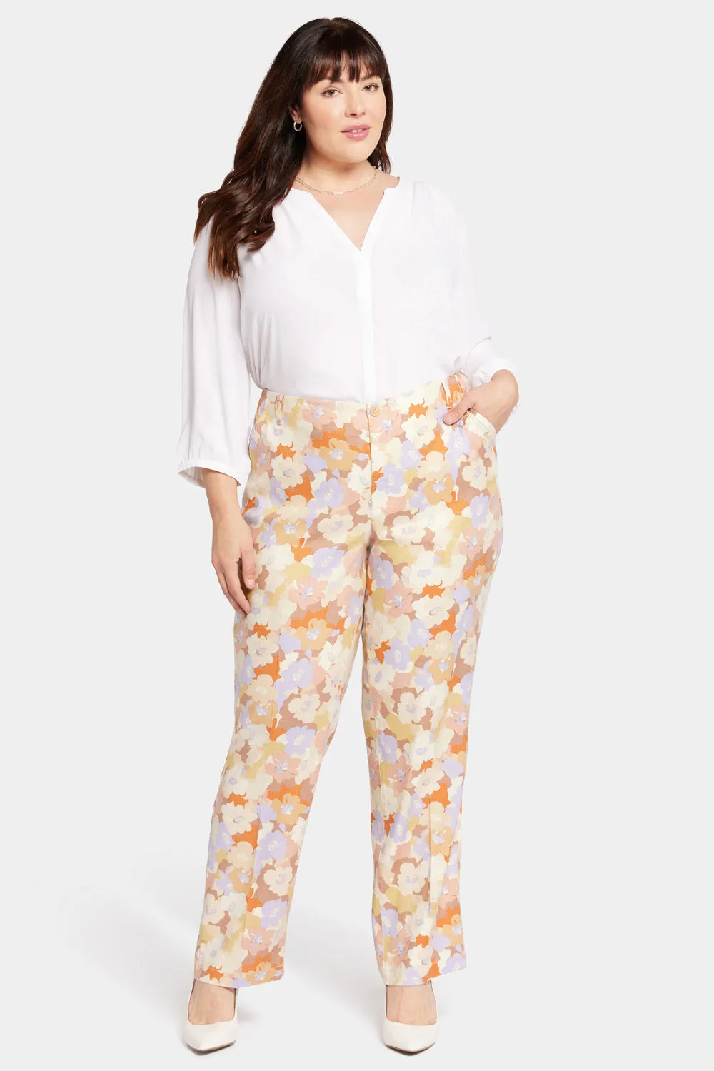 Marilyn Straight Pants In Plus Size - Sunset Grove sold by NYDJ