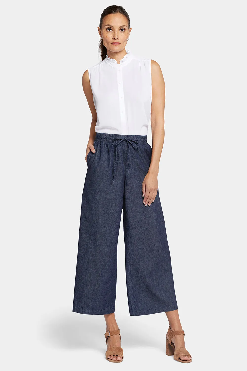 Jayne Pull-On Wide Leg Ankle Pants - Bay Blue Wash sold by NYDJ product image thumbnail 4
