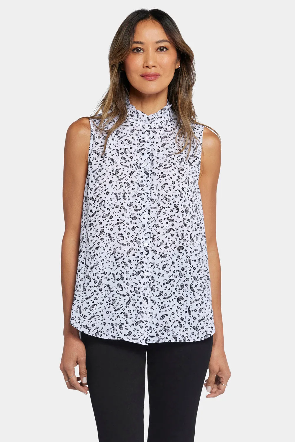 Sleeveless Ruffle Neck Blouse - Martini Paisley sold by NYDJ product image thumbnail 4