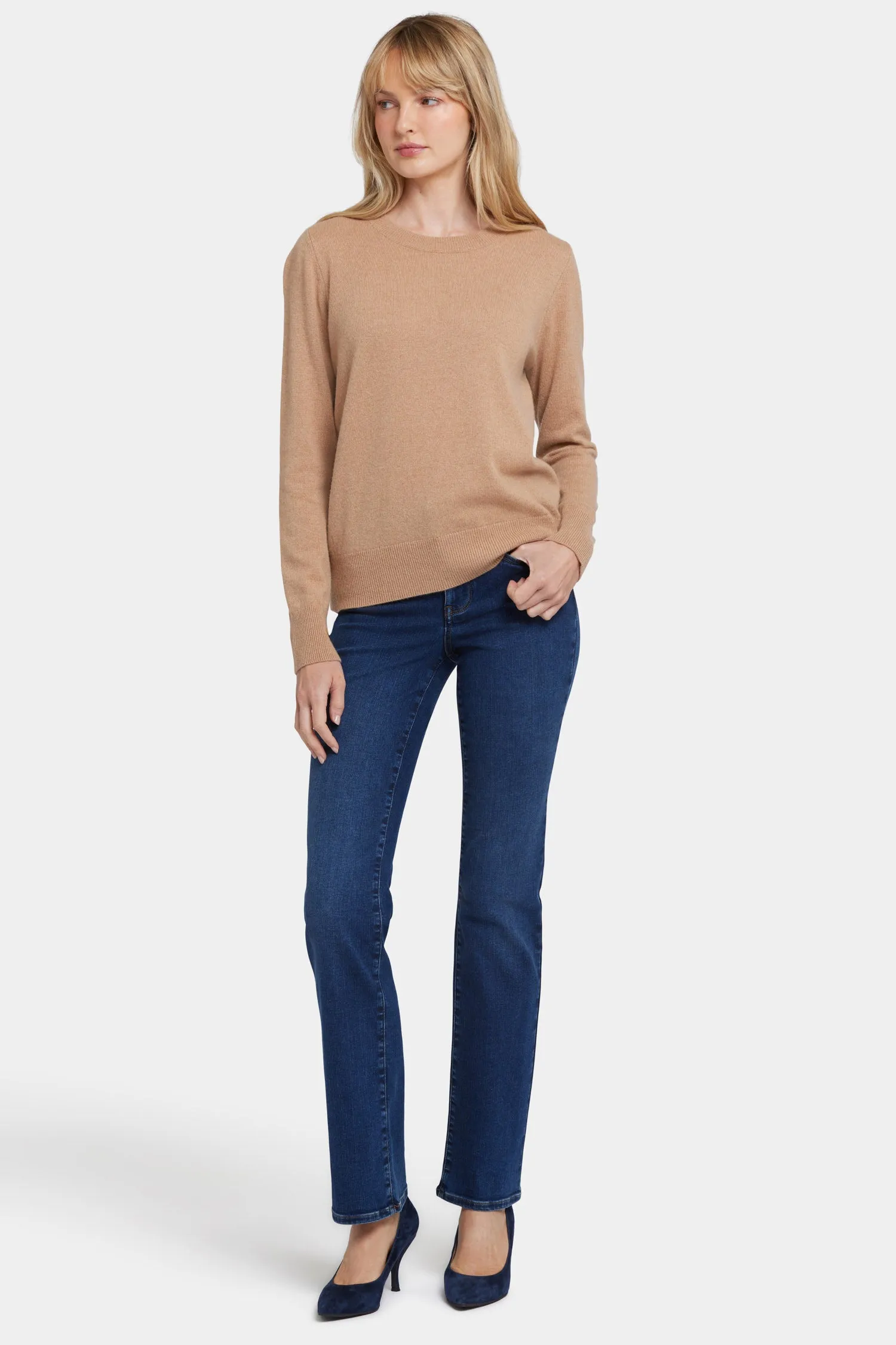 Cashmere Essential Crewneck Sweater - Tan sold by NYDJ product image thumbnail 5
