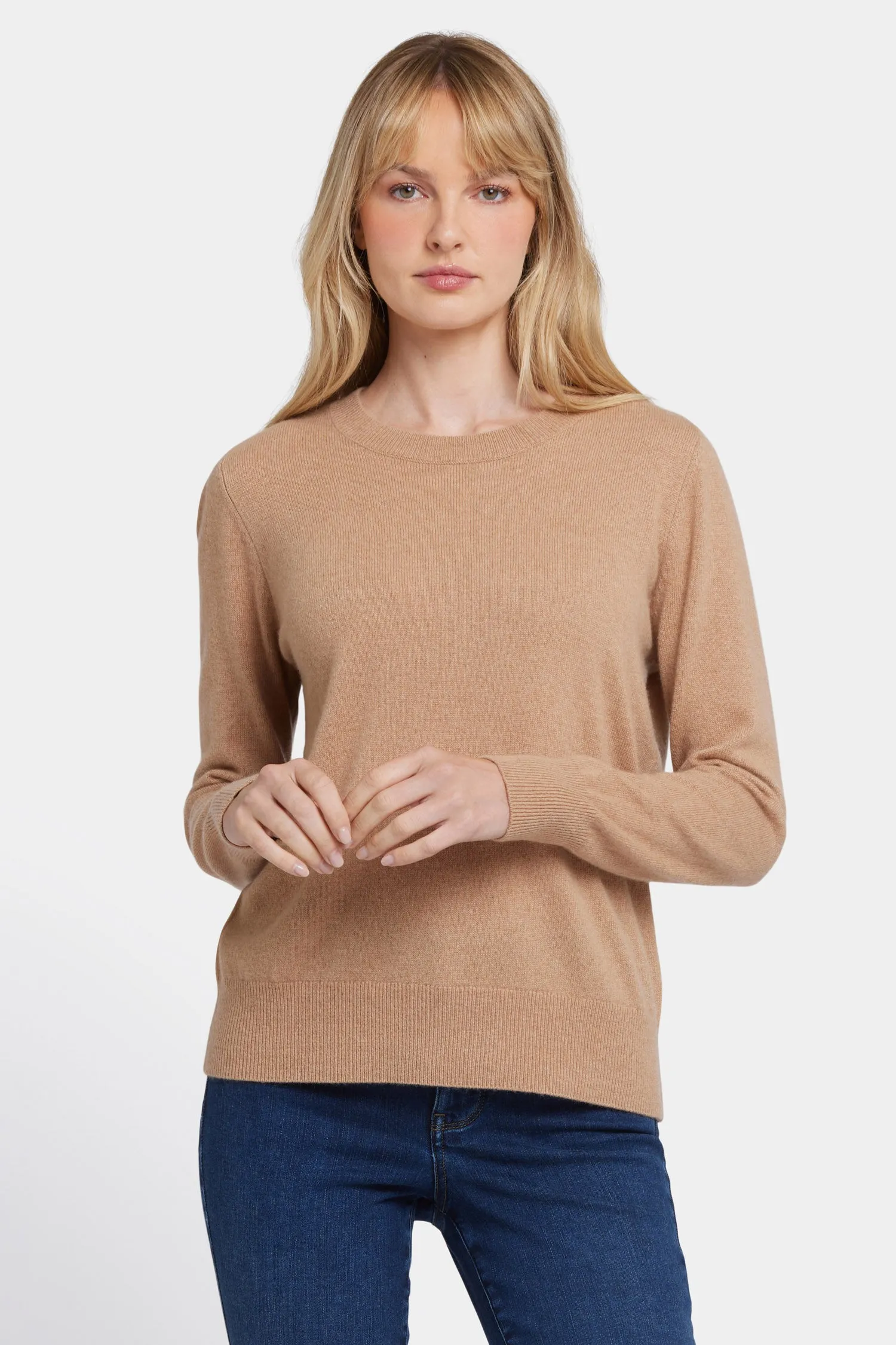 Cashmere Essential Crewneck Sweater - Tan sold by NYDJ product image thumbnail 4