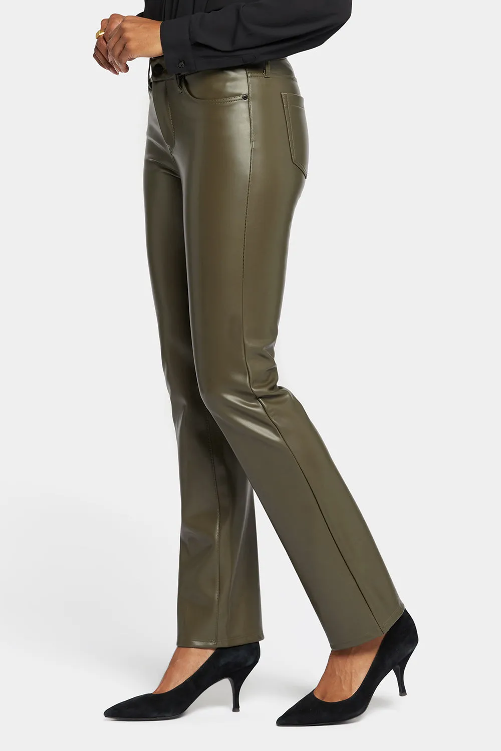 Faux Leather Marilyn Straight Pants - Ripe Olive sold by NYDJ product image thumbnail 3