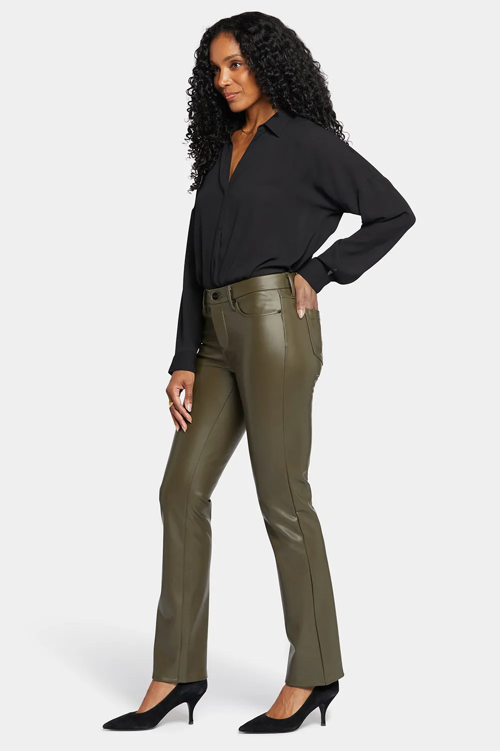 Faux Leather Marilyn Straight Pants - Ripe Olive sold by NYDJ product image thumbnail 5