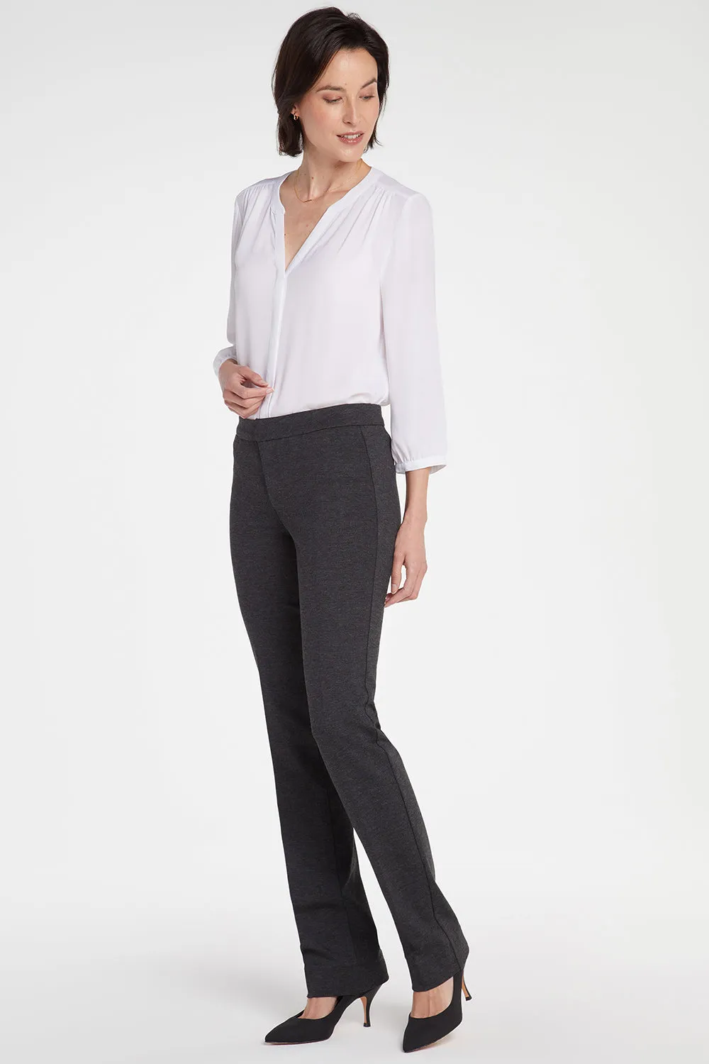 Slim Trouser Pants In Petite - Charcoal Heathered sold by NYDJ