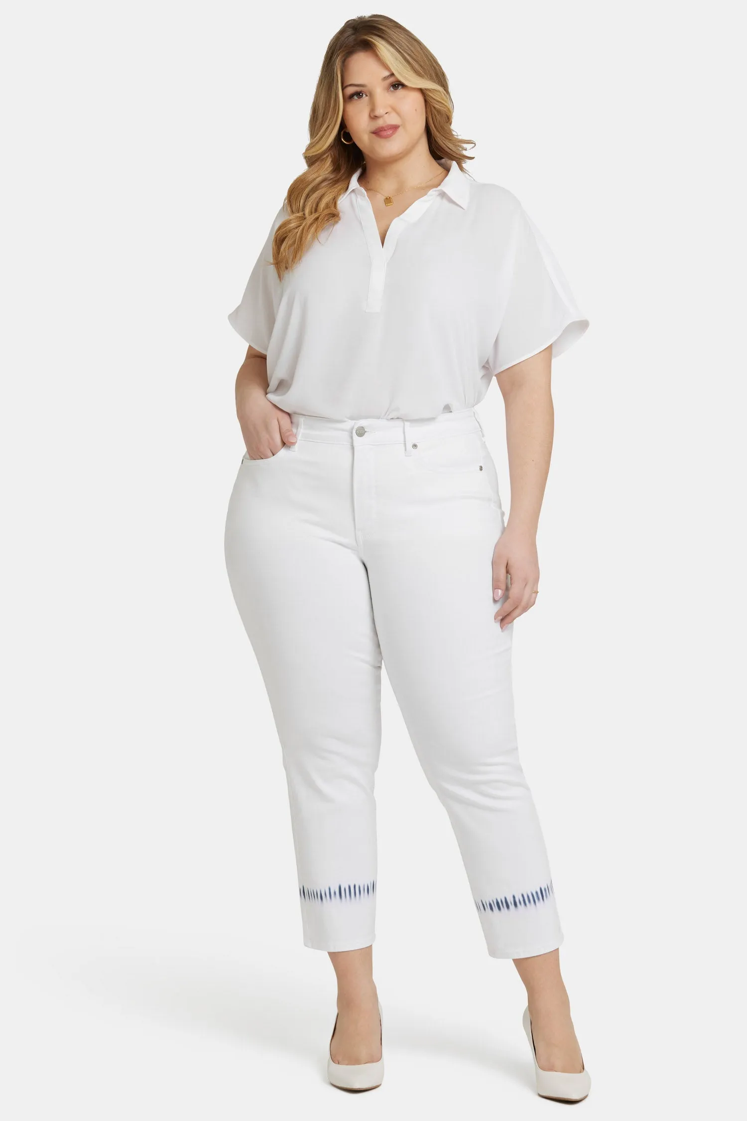 Marilyn Straight Ankle Jeans In Plus Size - Wave Tie Dye sold by NYDJ