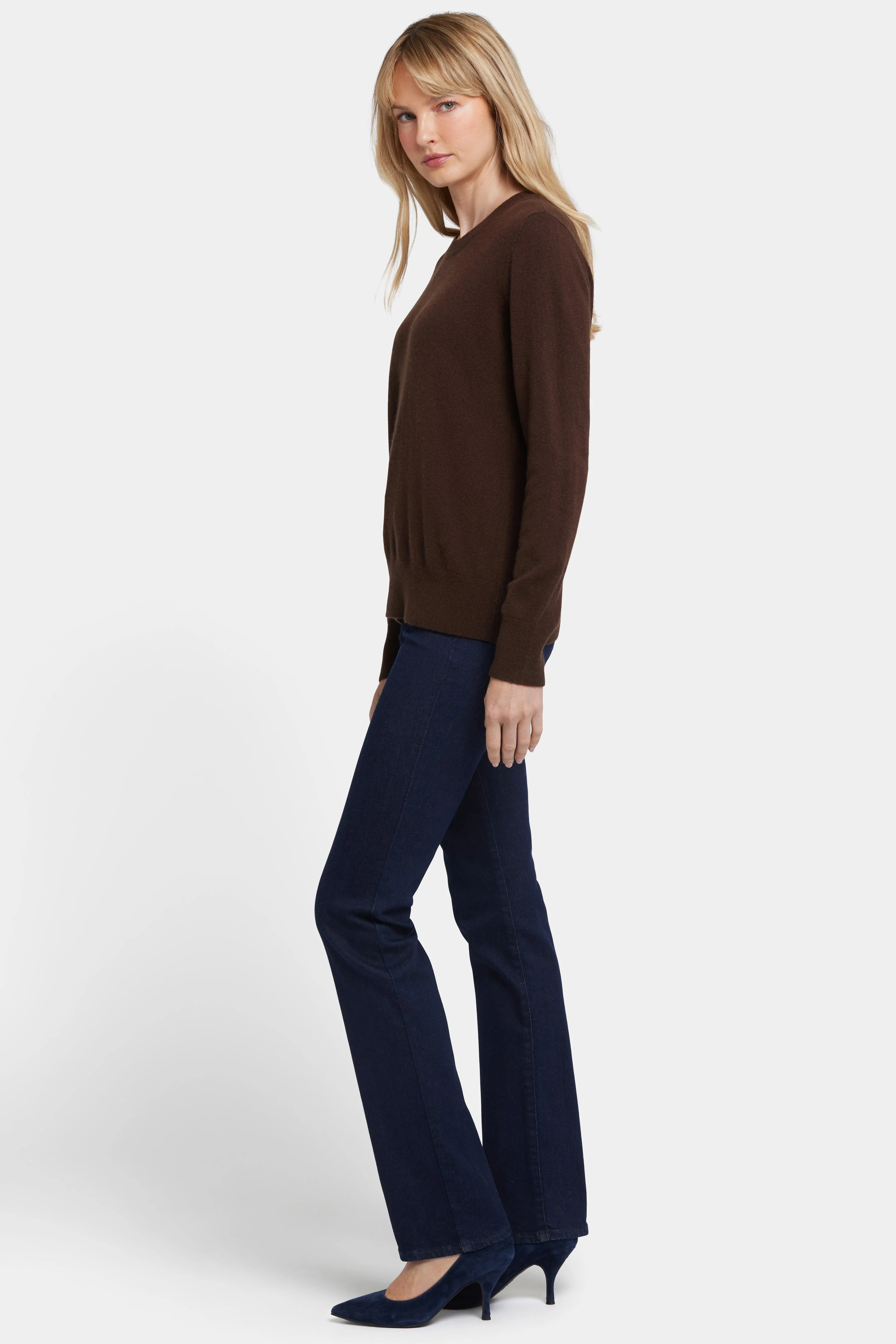 Cashmere Essential Crewneck Sweater - Brown sold by NYDJ product image thumbnail 3