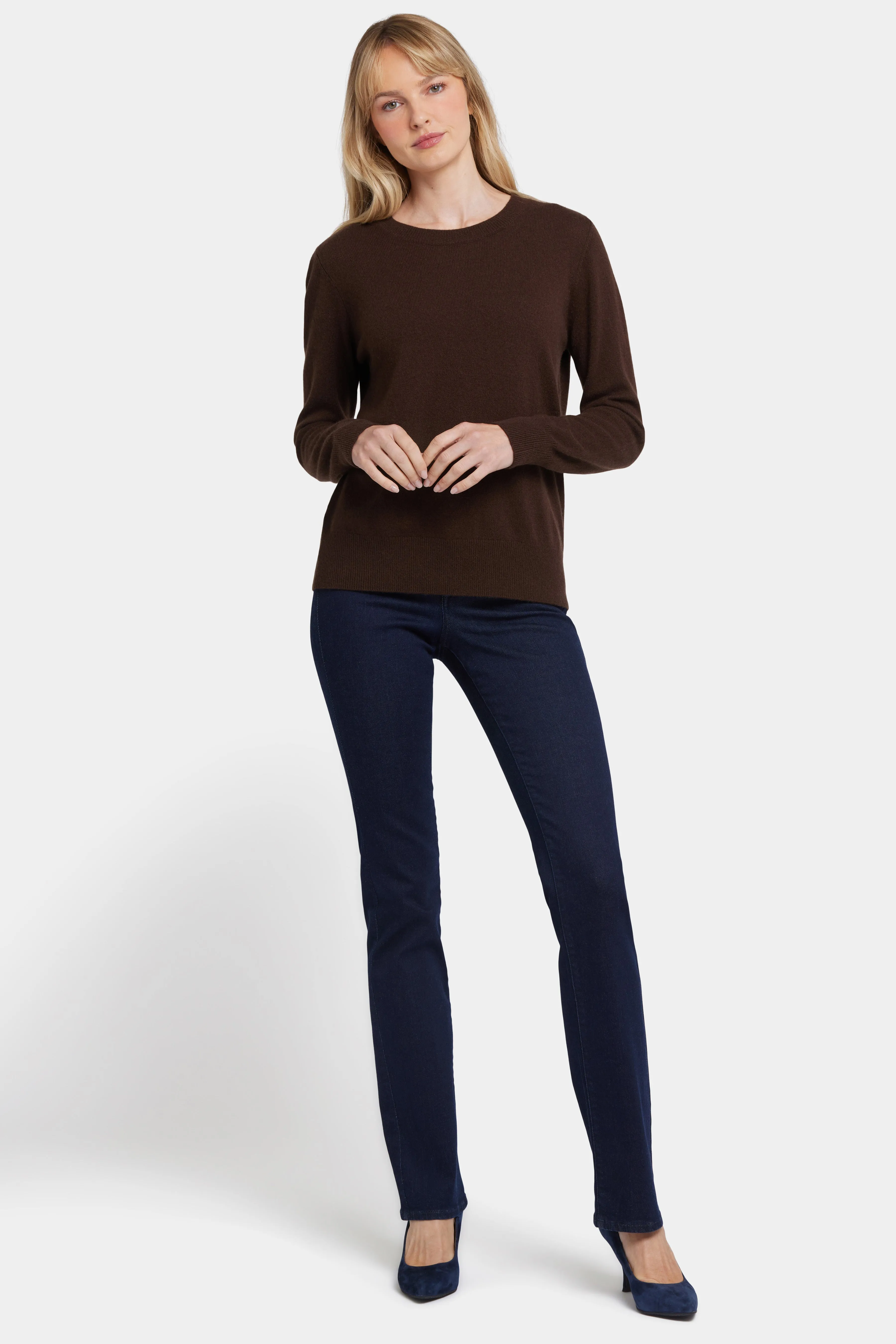 Cashmere Essential Crewneck Sweater - Brown sold by NYDJ product image thumbnail 5