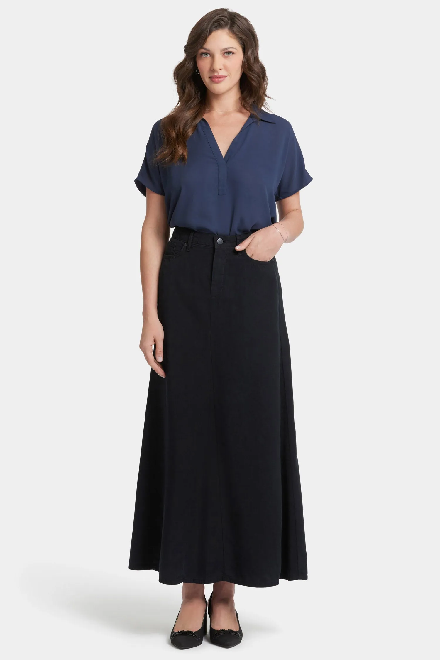 5 Pocket Maxi Skirt - Overdye Black sold by NYDJ product image thumbnail 4