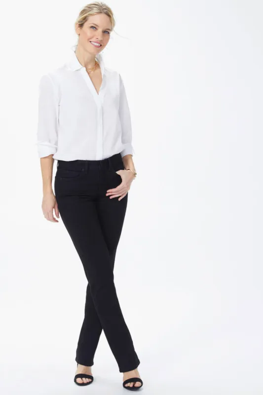 Marilyn Straight Jeans In Petite - Black sold by NYDJ