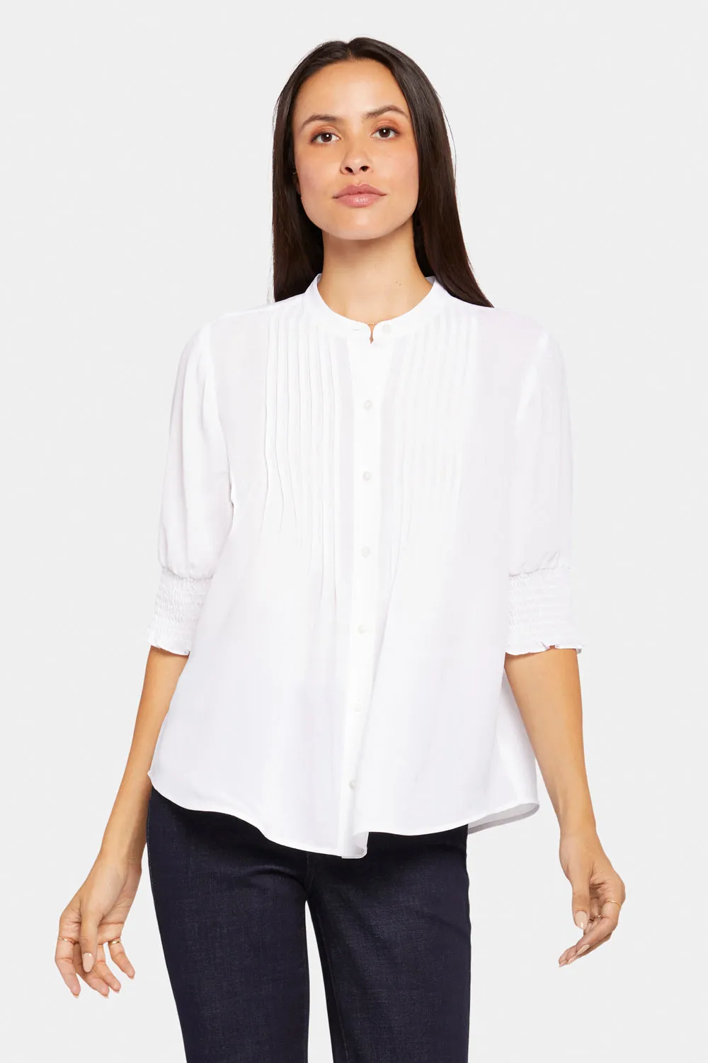 Pleated Short Sleeved Blouse - Optic White sold by NYDJ product image thumbnail 4