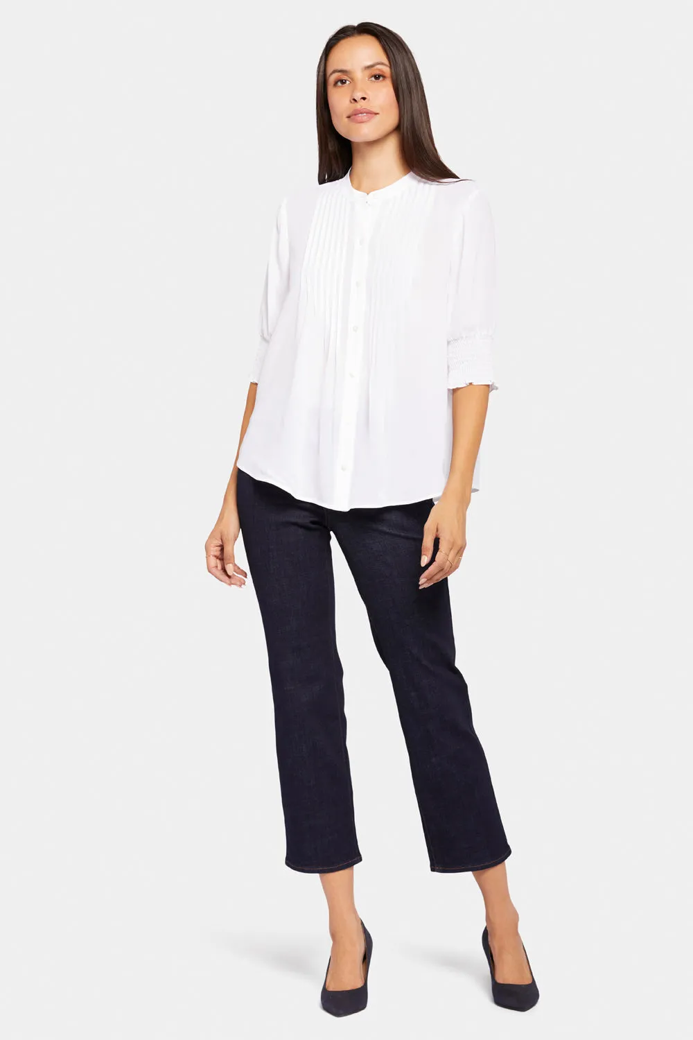 Pleated Short Sleeved Blouse - Optic White sold by NYDJ product image thumbnail 5