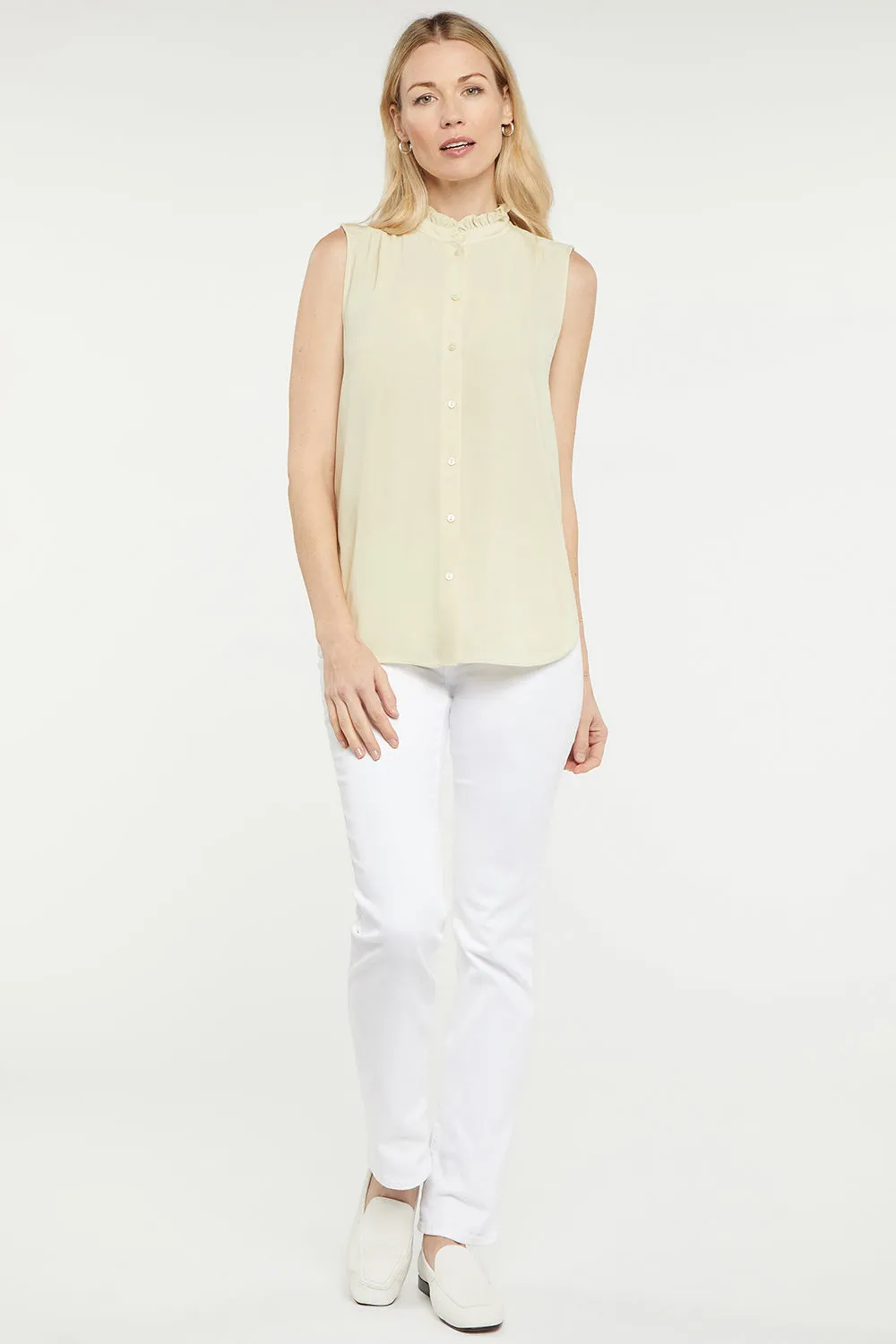 Sleeveless Ruffle Neck Blouse - Butter sold by NYDJ product image thumbnail 5