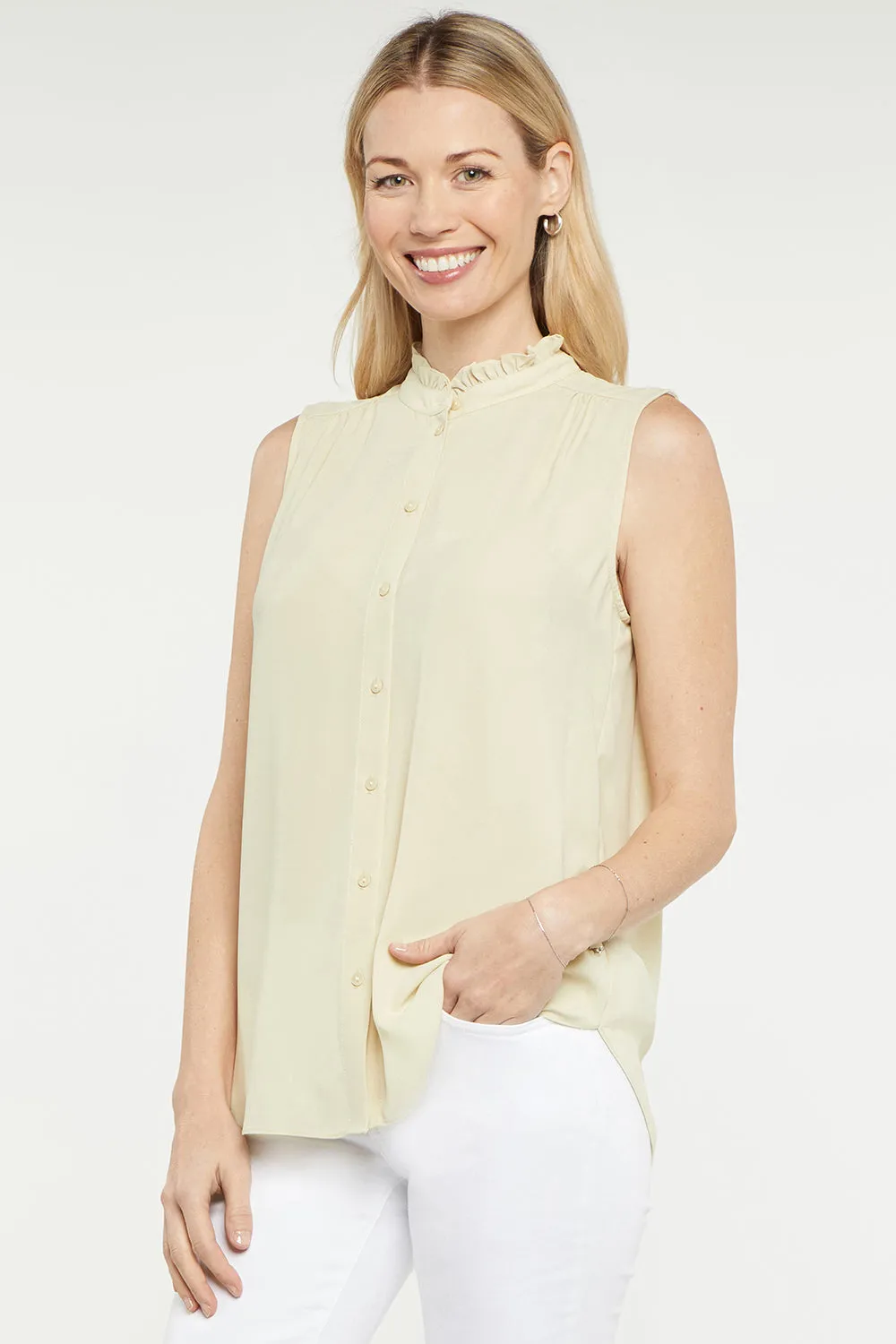 Sleeveless Ruffle Neck Blouse - Butter sold by NYDJ product image thumbnail 4