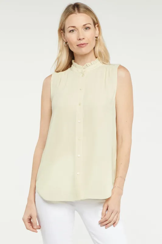Sleeveless Ruffle Neck Blouse - Butter sold by NYDJ