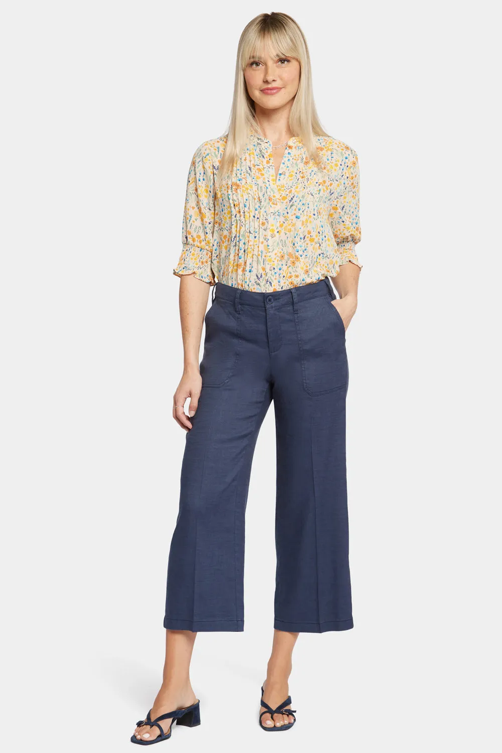 Wide Leg Cargo Capri Pants - Oxford Navy sold by NYDJ