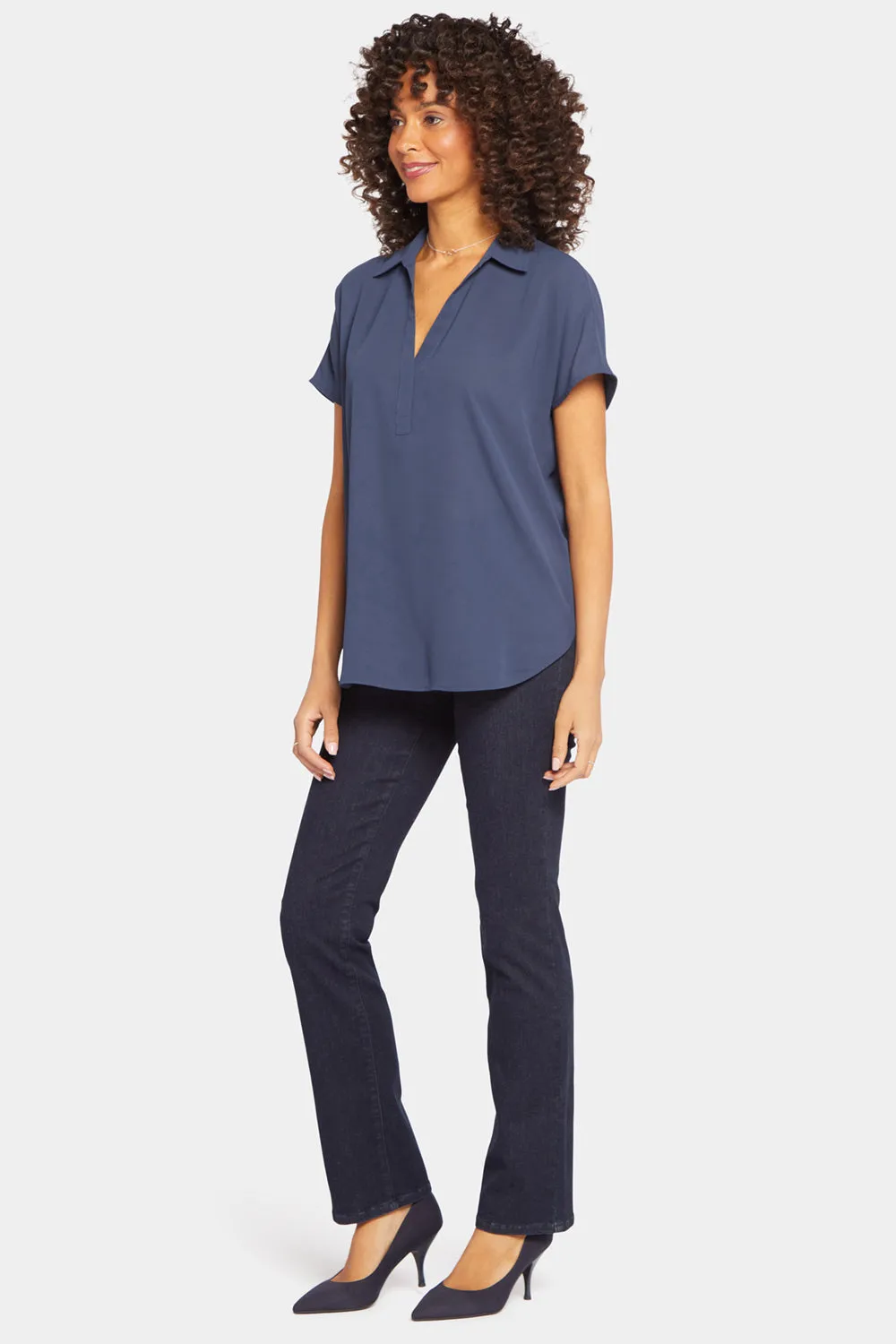 Becky Short Sleeved Blouse - Oxford Navy sold by NYDJ product image thumbnail 3