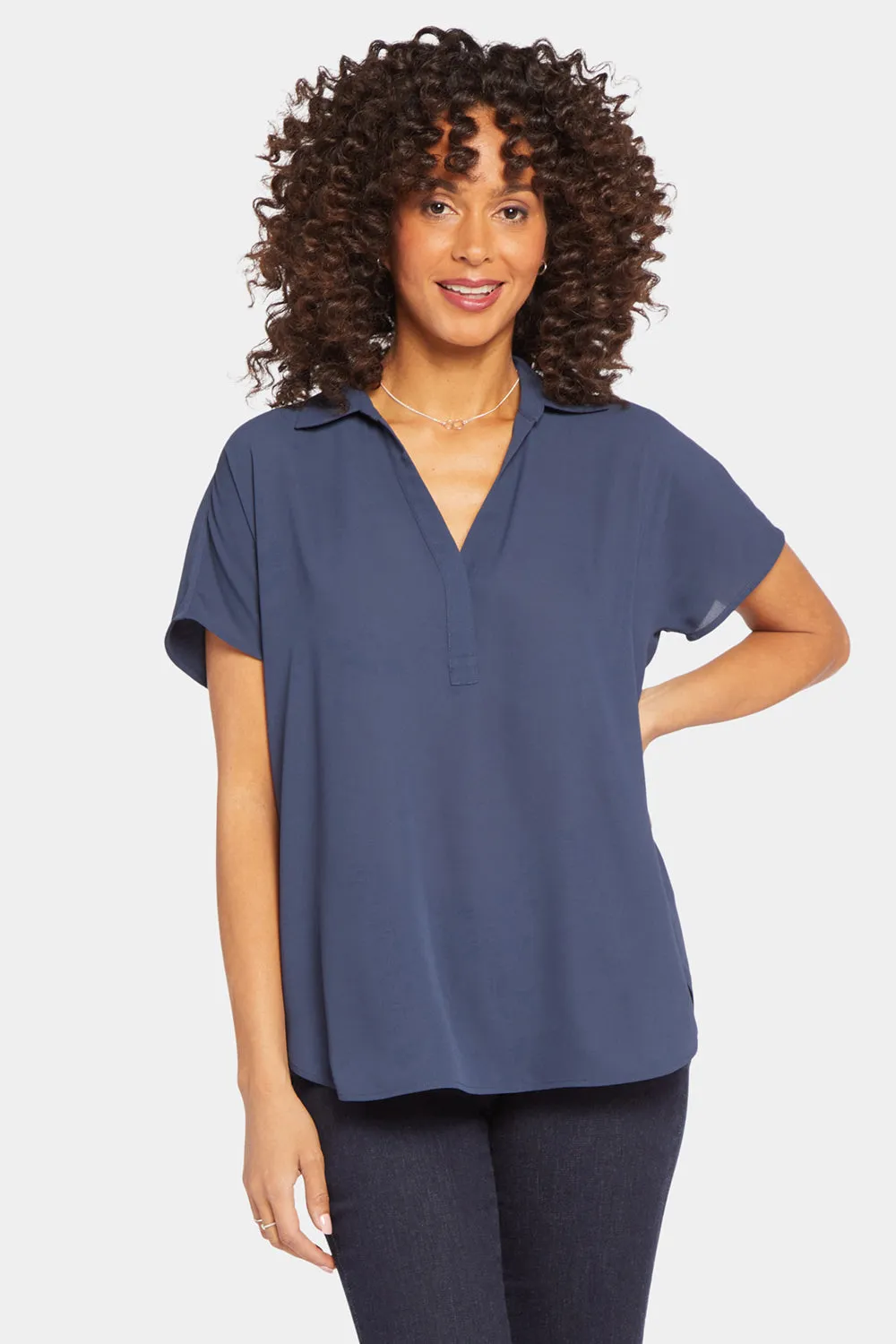 Becky Short Sleeved Blouse - Oxford Navy sold by NYDJ product image thumbnail 4