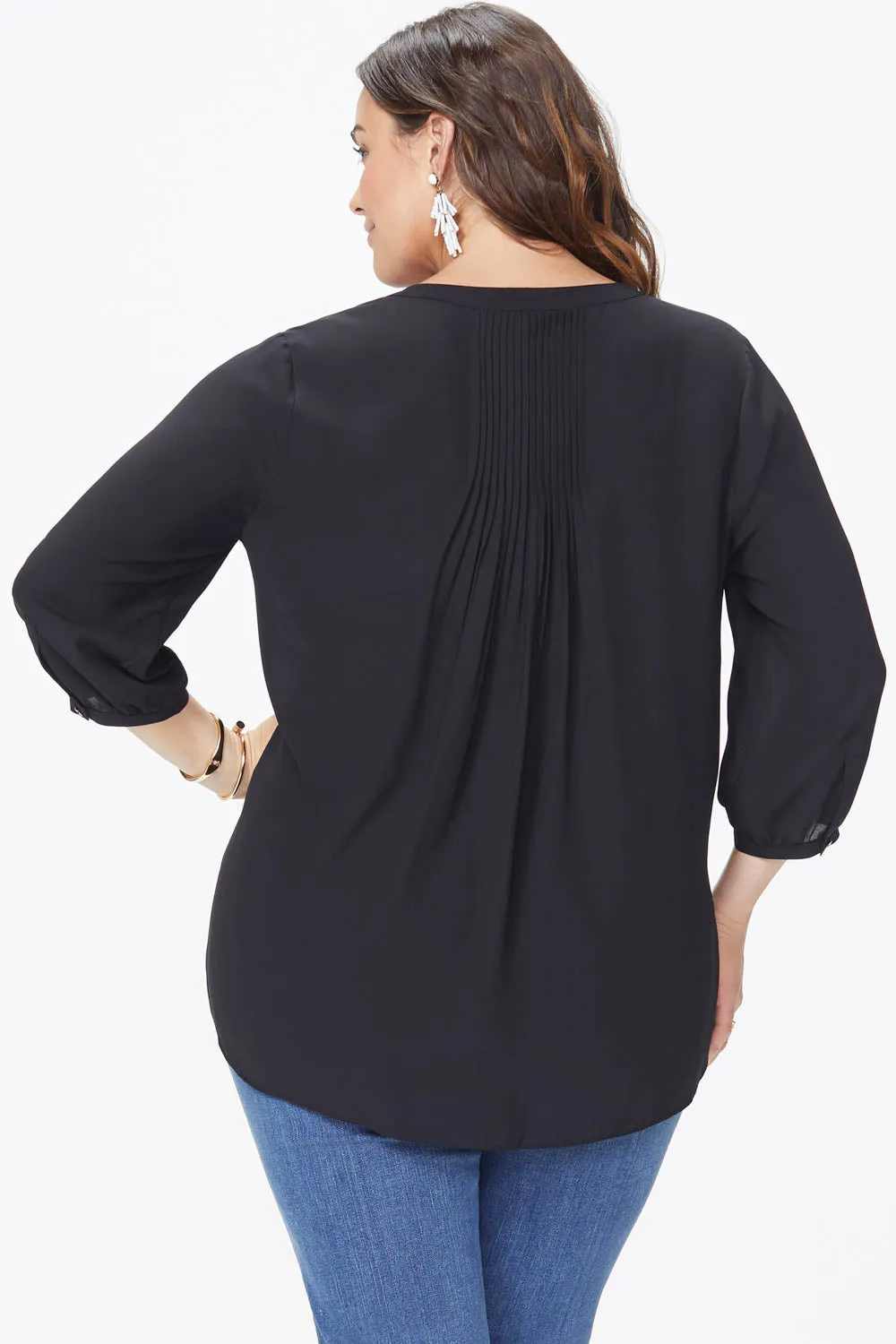 Pintuck Blouse In Plus Size - Black sold by NYDJ product image thumbnail 3