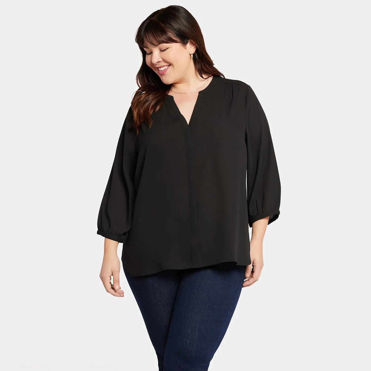 Pintuck Blouse In Plus Size - Black sold by NYDJ product image thumbnail 4