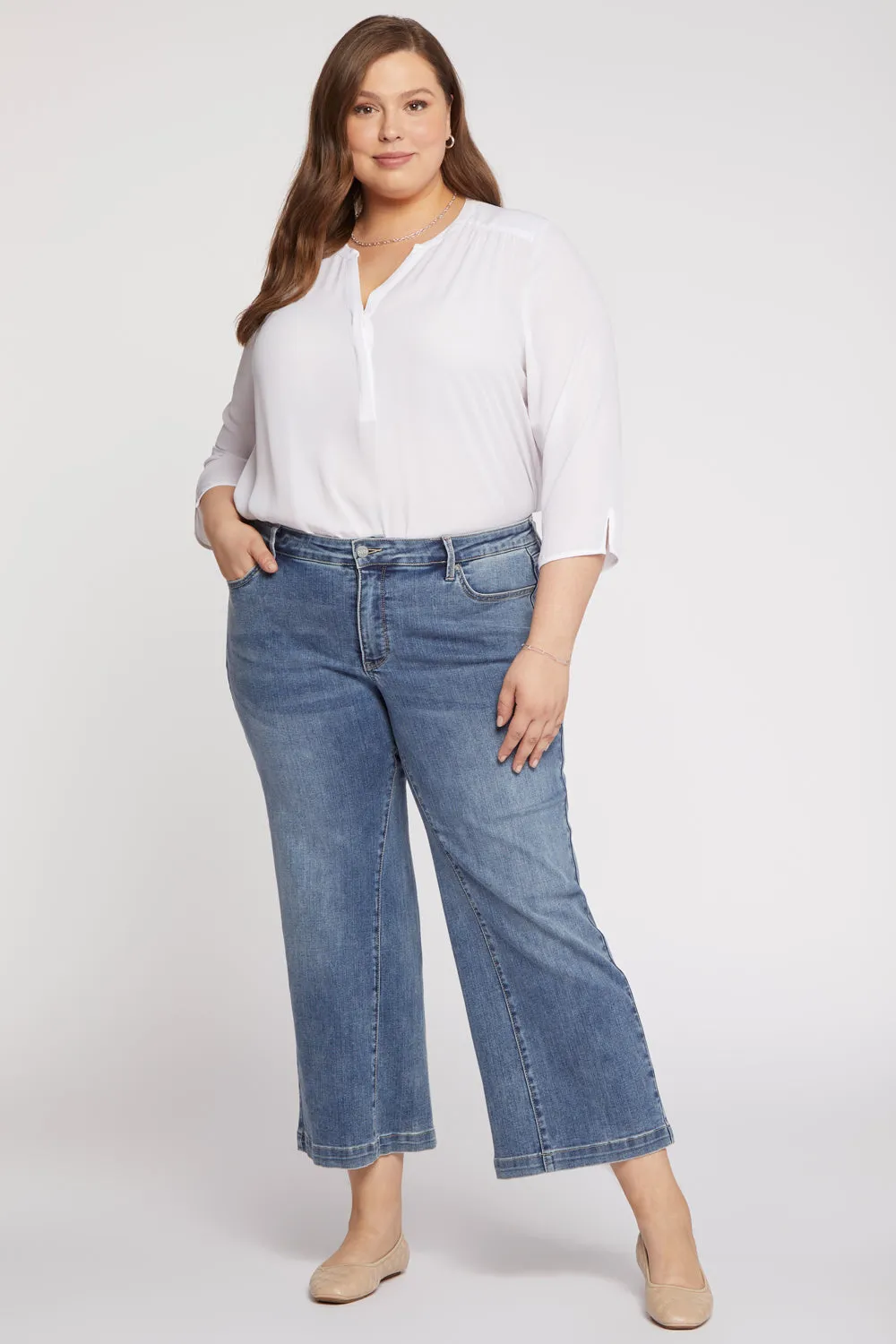 Teresa Wide Leg Ankle Jeans In Plus Size - Loire sold by NYDJ