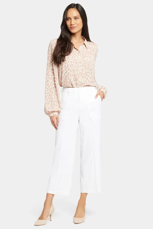 Wide Leg Cargo Capri Pants - Optic White sold by NYDJ